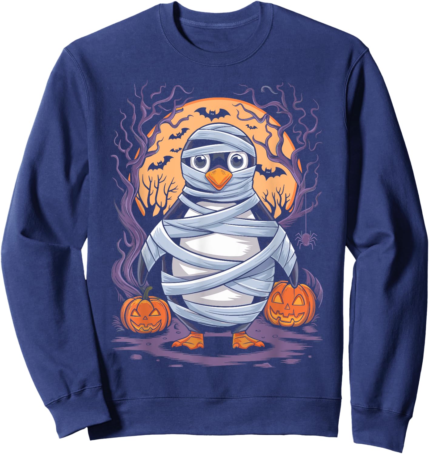 Funny Mummy Penguin Lovers Spooky Halloween Costume Sweatshirt - Sweatshirt | Navy