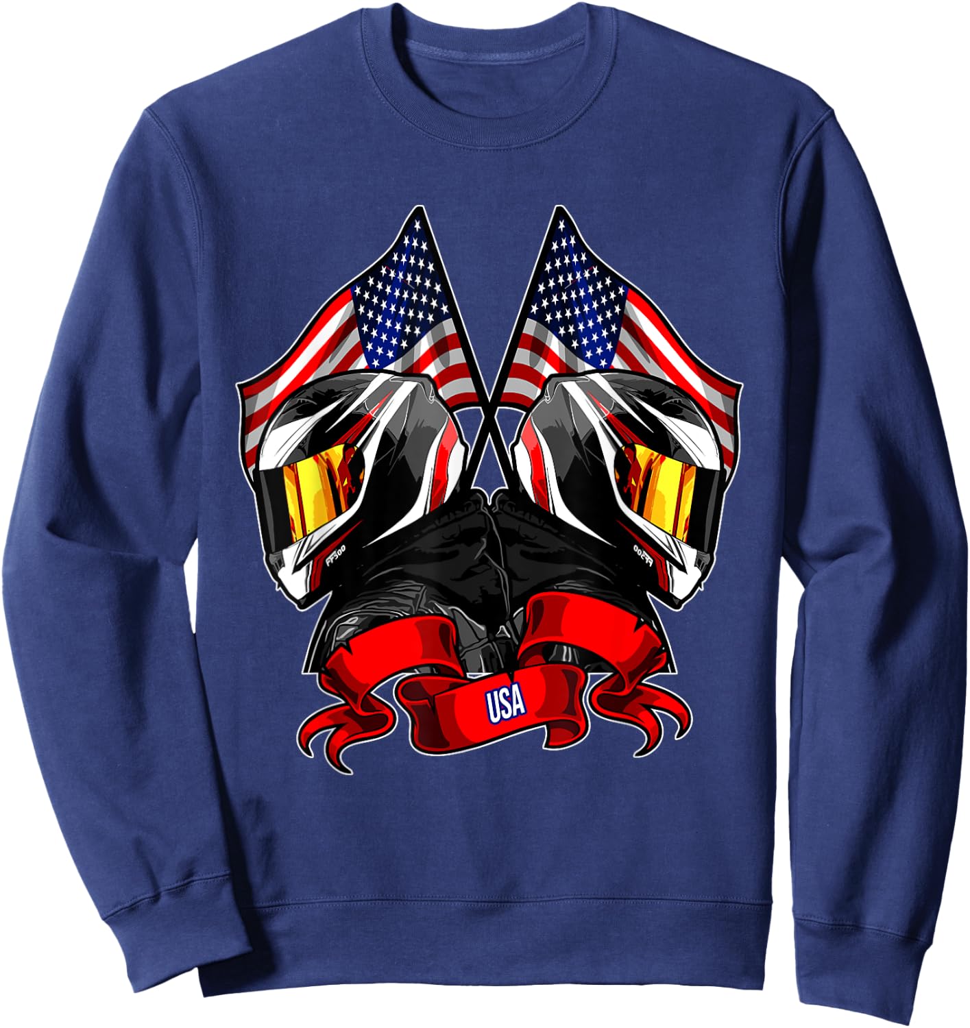 USA flag motorcyclist, motorcycle biker Sweatshirt - Sweatshirt | Navy