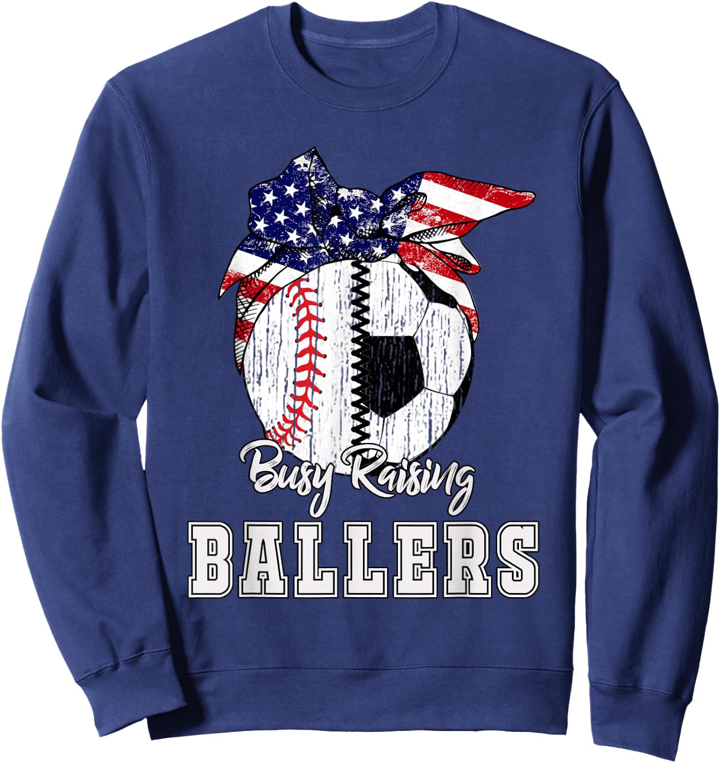 Busy Raising Ballers Baseball Soccer - Soccer mom Sweatshirt - Sweatshirt | Navy