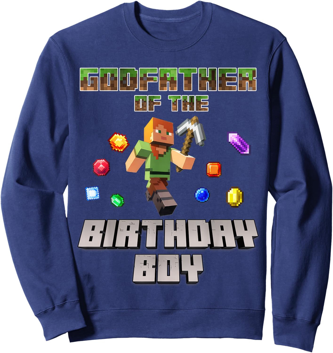 Godfather Of The Birthday Boy Video Gamer Pixel Number Sweatshirt - Sweatshirt | Navy