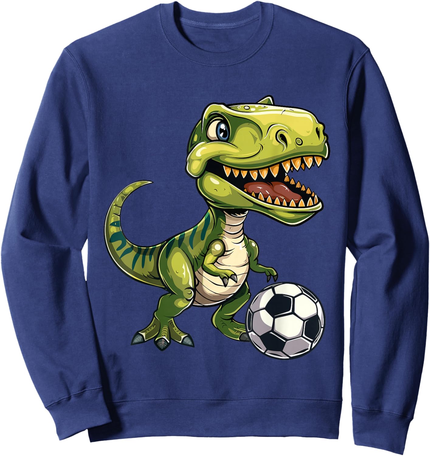 T-Rex playing soccer ball, soccer for kids Sweatshirt - Sweatshirt | Navy