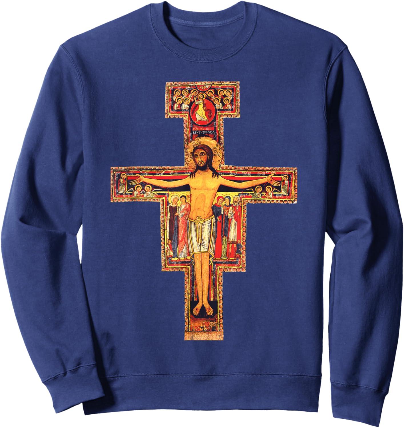 San Damiano Catholic Saint Cross Sweatshirt - Sweatshirt | Navy