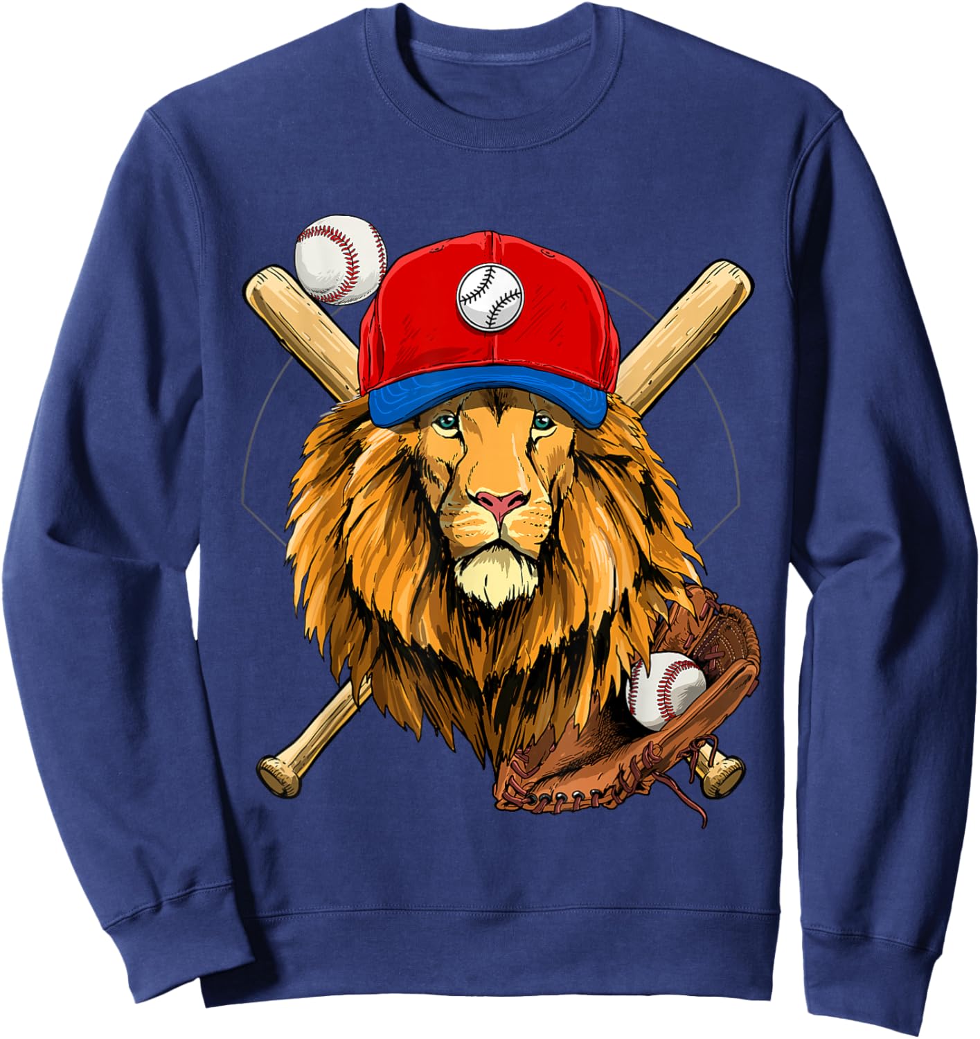 Baseball Player Lion Lover Pitcher Catcher Baseball Coaches Sweatshirt - Sweatshirt | Navy