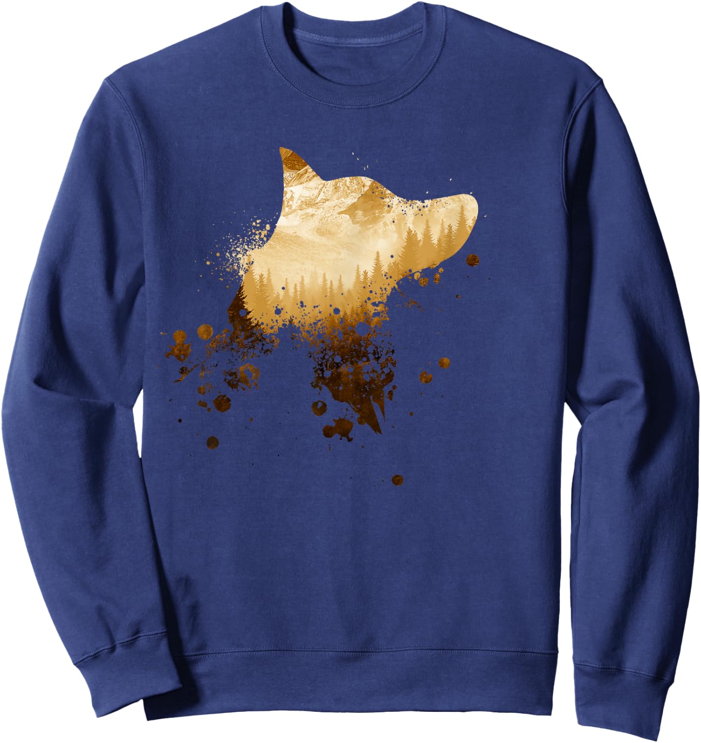 Vintage White Dog Silhouette | GSD | White German Shepherd Sweatshirt - Sweatshirt | Navy
