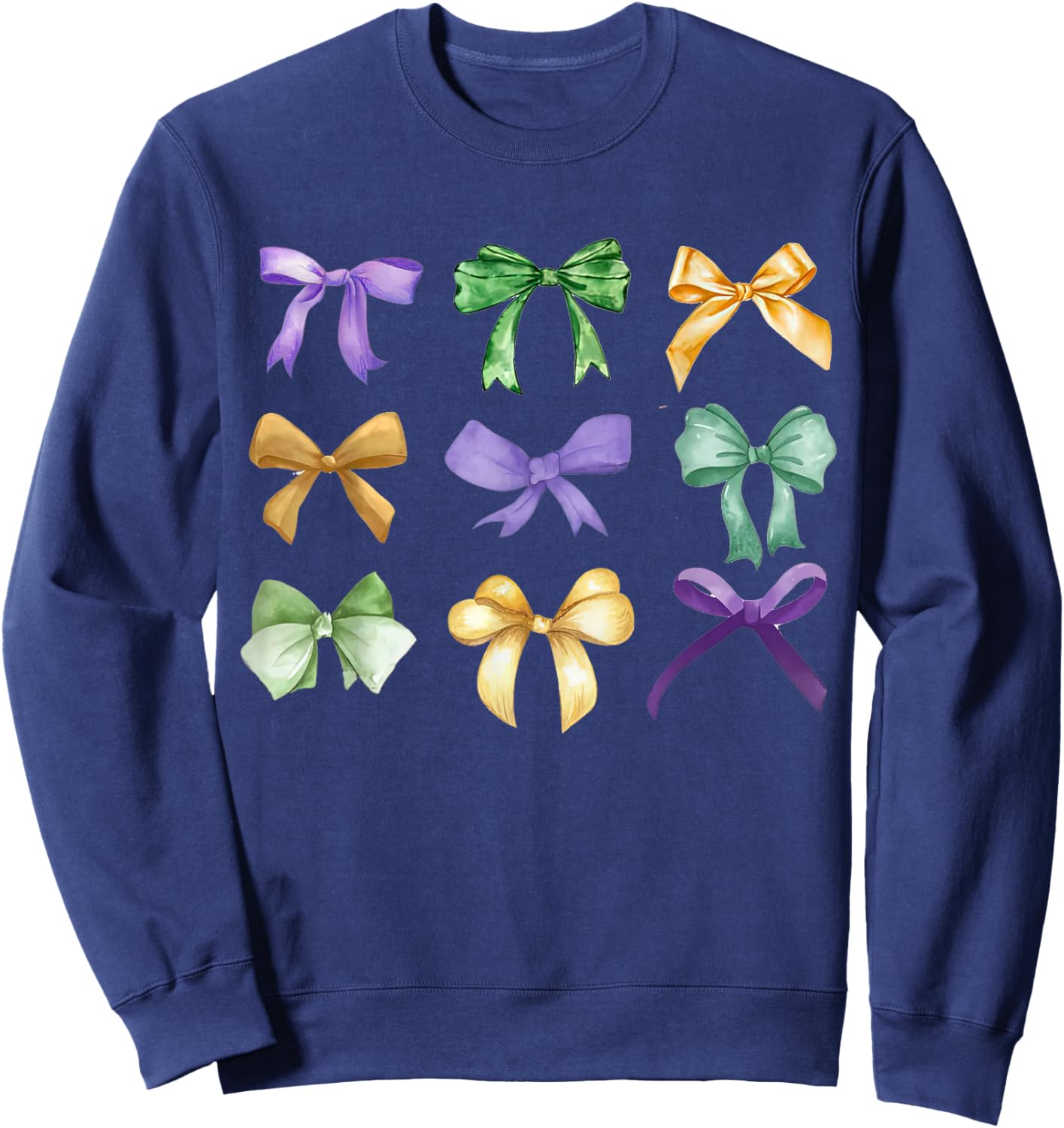 Retro Mardi Gras Coquette Bow Louisiana New Orleans Costume , Black, Short Sleeve, Size S Sweatshirt - Sweatshirt | Navy