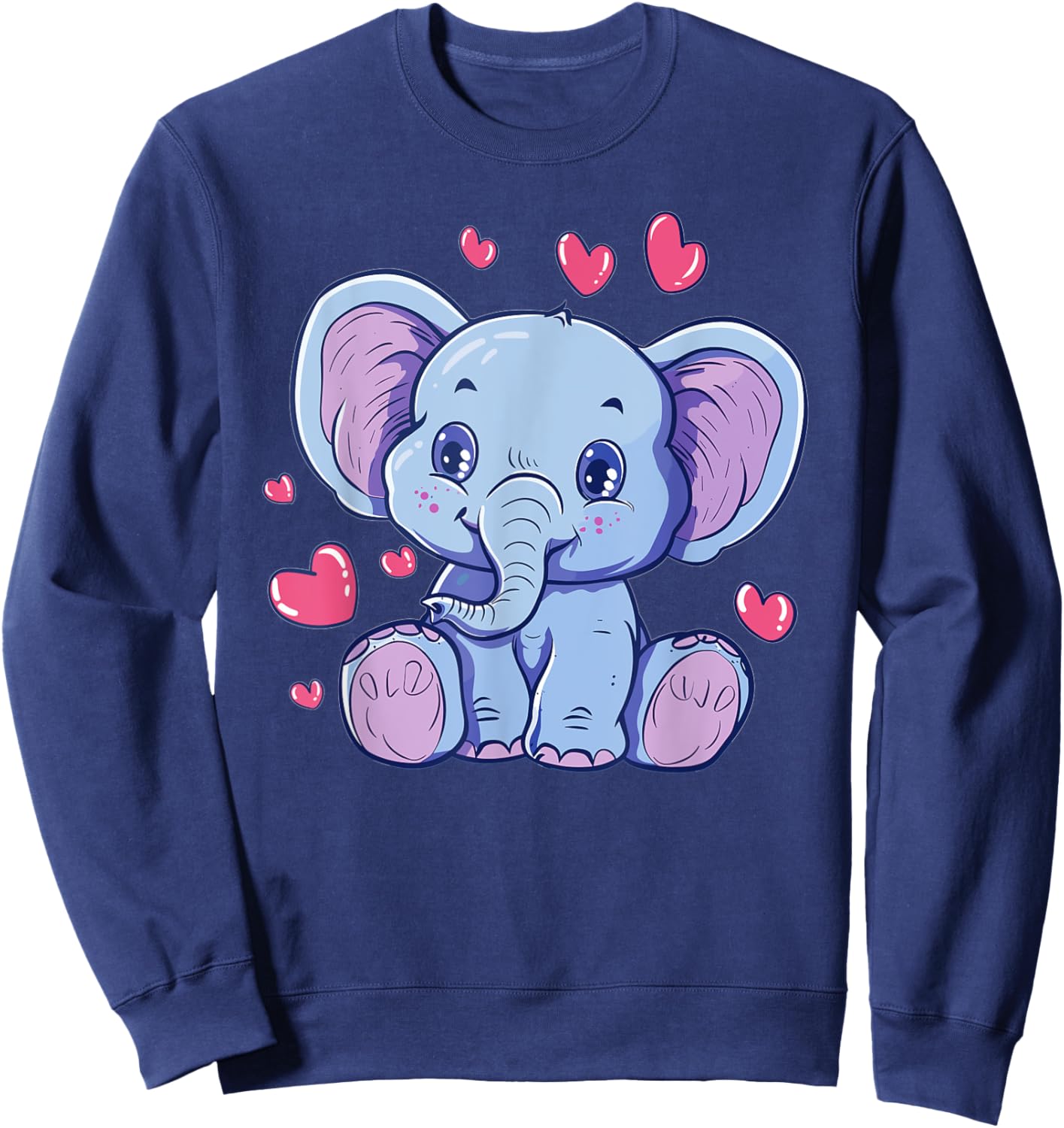 Cute Elephant With Hearts I Kids Elephant Sweatshirt - Sweatshirt | Navy