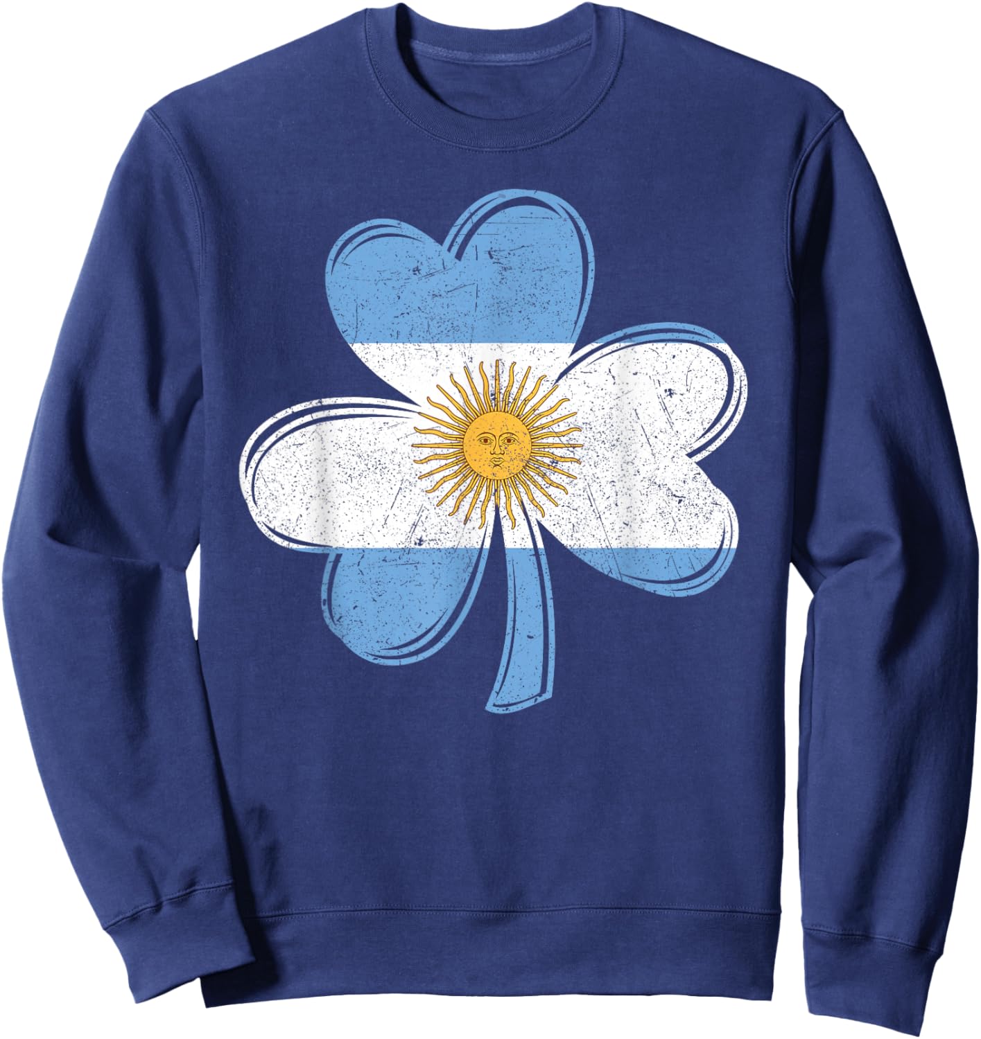 Argentina Flag Shamrock Irish Patriotic Patricks Day Retro Sweatshirt - Sweatshirt | Navy
