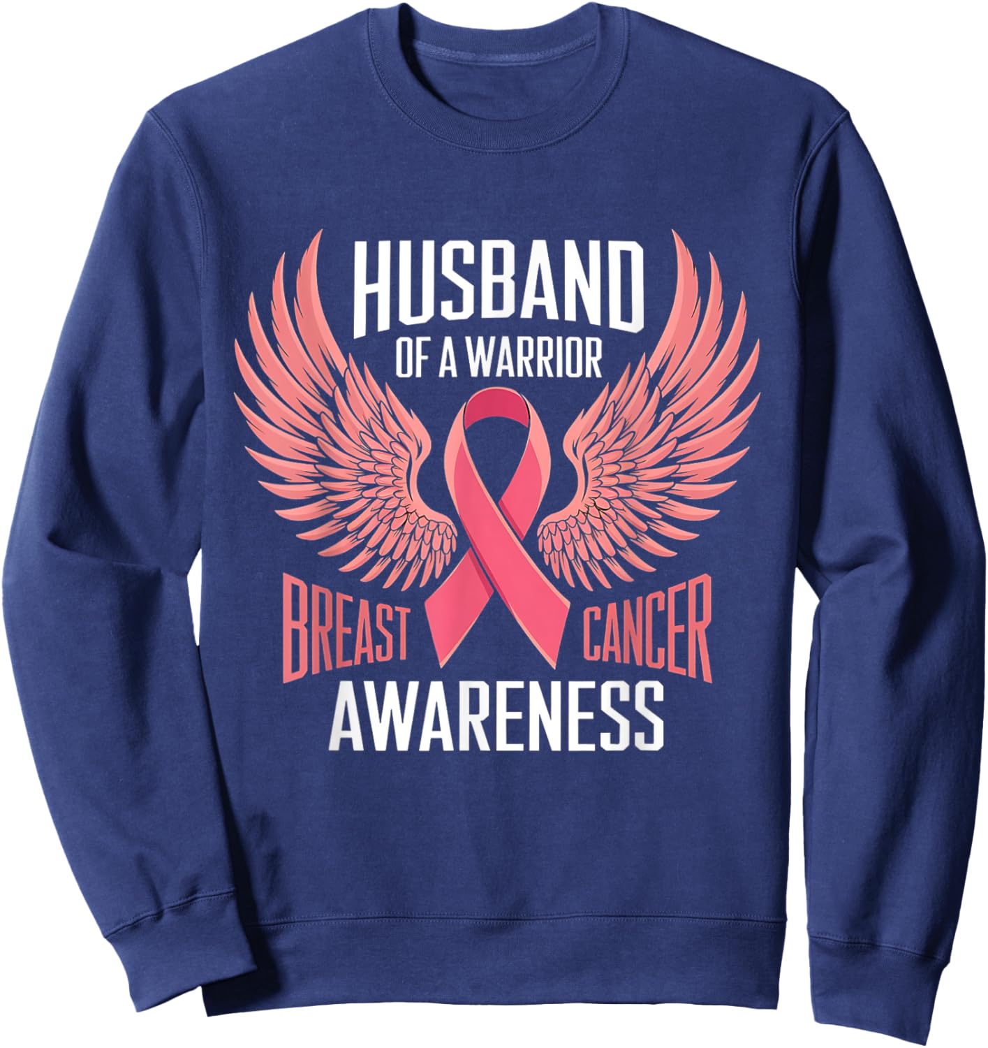 Husband of a Warrior Breast Cancer Awareness Support Sweatshirt - Sweatshirt | Navy