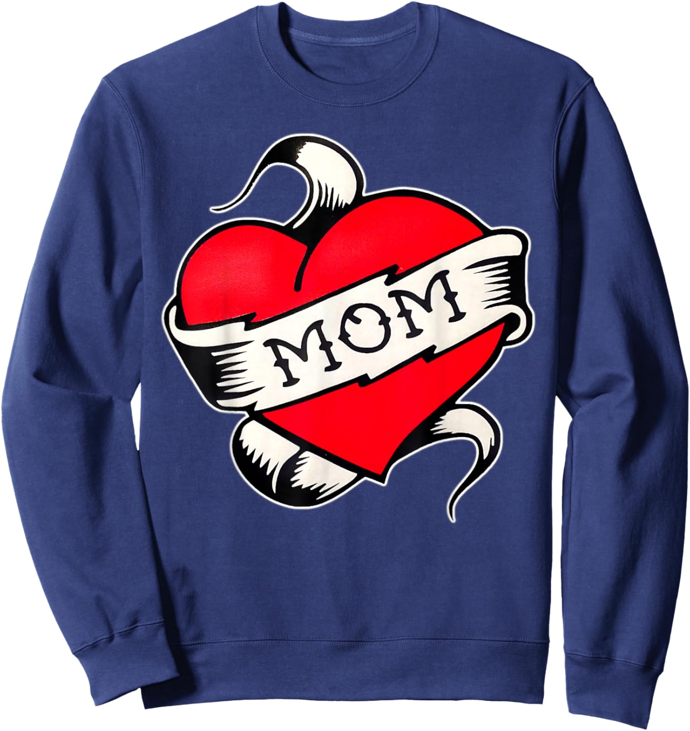 Mom Heart Traditional Old School Tattoo Flash Sweatshirt - Sweatshirt | Navy
