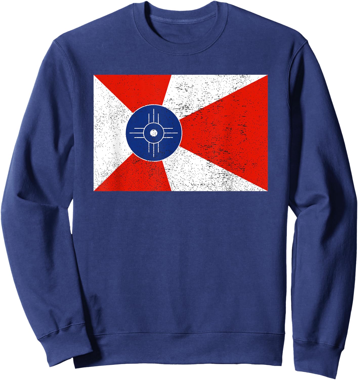 Retro Vintage Distressed Wichita Flag Kansas Home Pride Sweatshirt - Sweatshirt | Navy