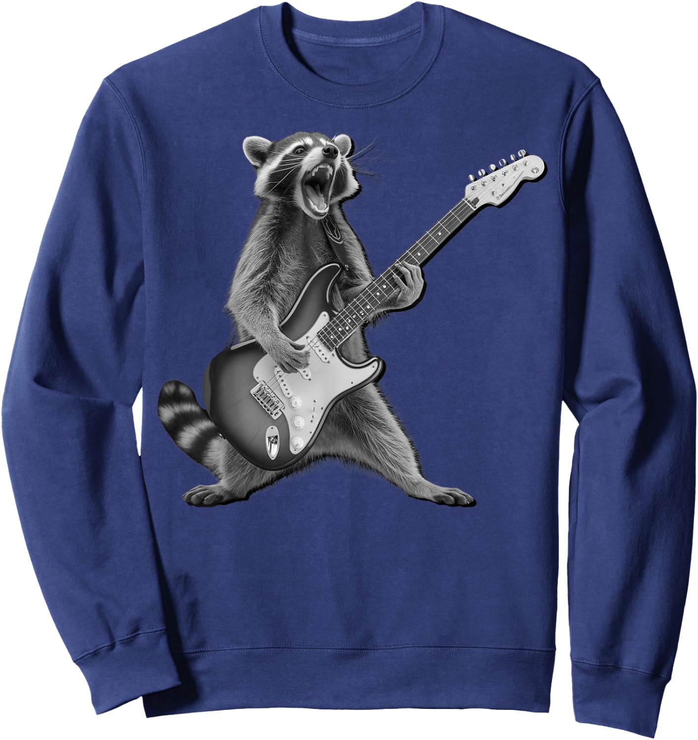 Raccoon Playing Guitar Rock and Roll Gifts Women Kid Sweatshirt - Sweatshirt | Navy
