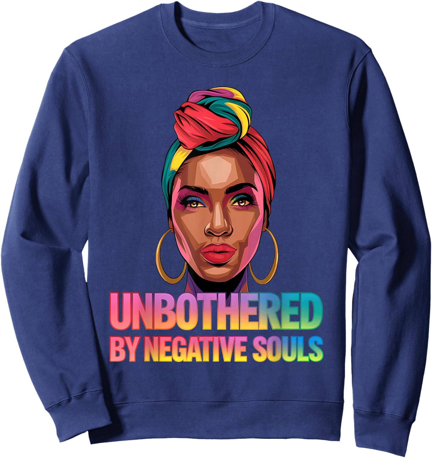 Unbothered By Negative Souls Camo Black African American Sweatshirt - Sweatshirt | Navy
