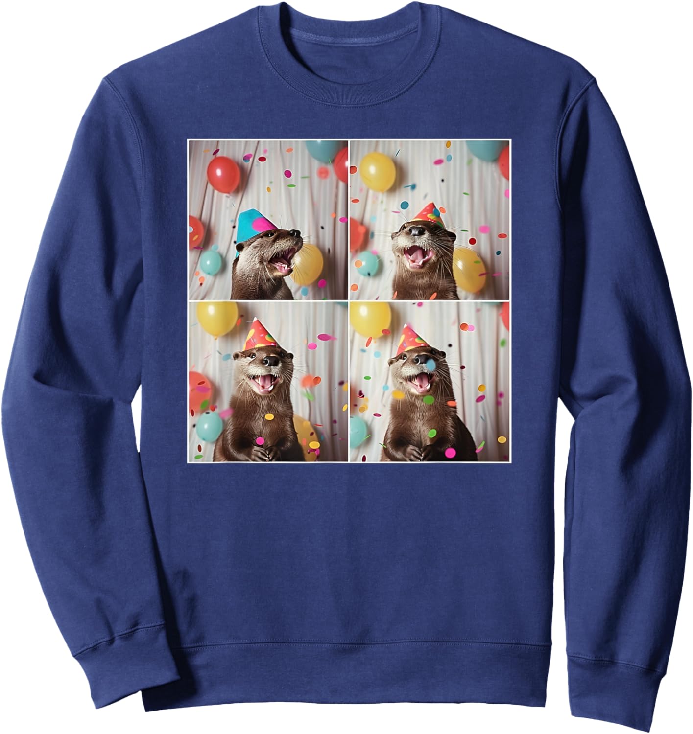 Cute Otter Face River Animal Colorful Sea Otter Birthday Sweatshirt - Sweatshirt | Navy
