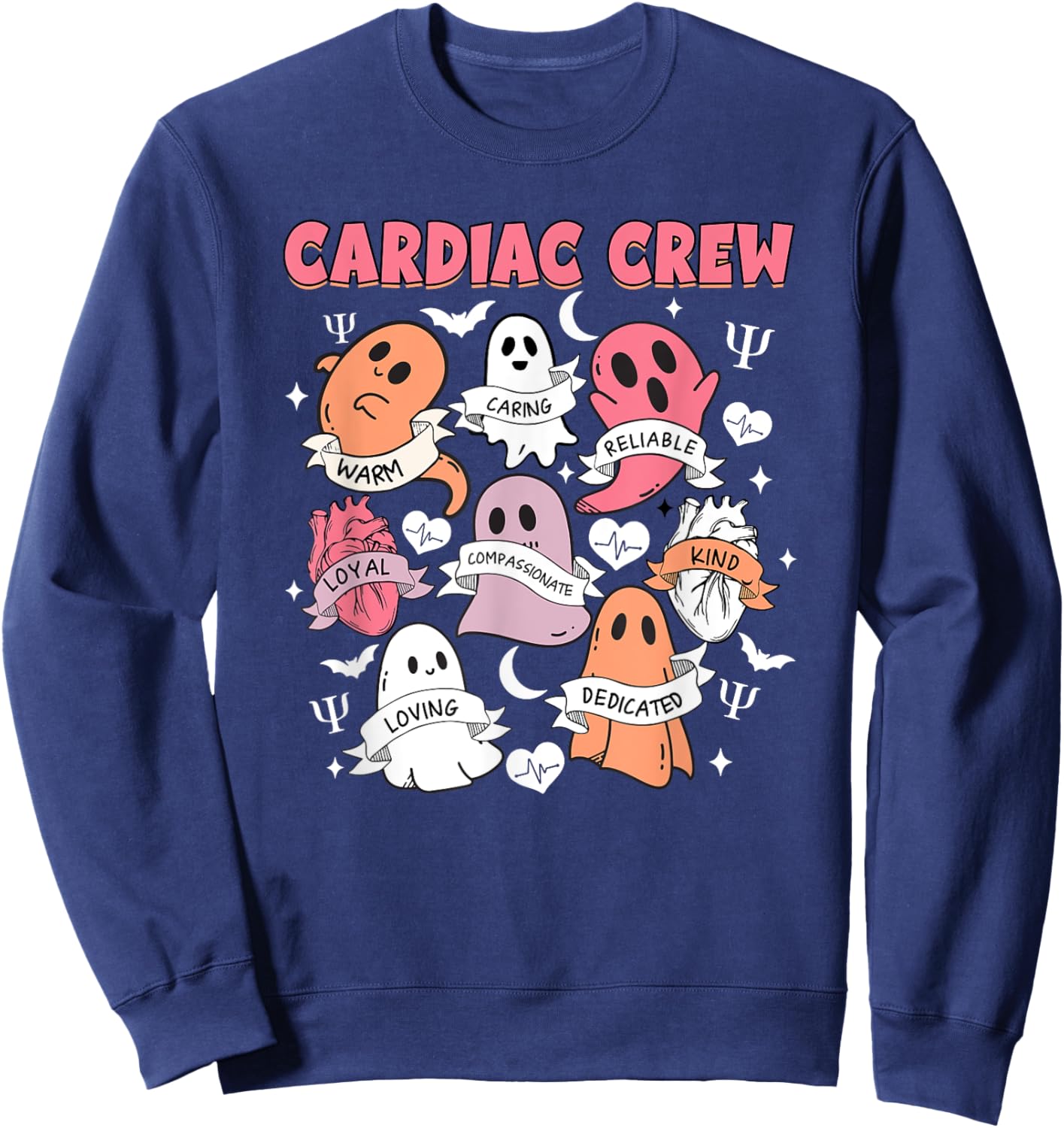 Cardiac Crew Cardiology Nurse Cardiologist Boo Halloween Sweatshirt - Sweatshirt | Navy