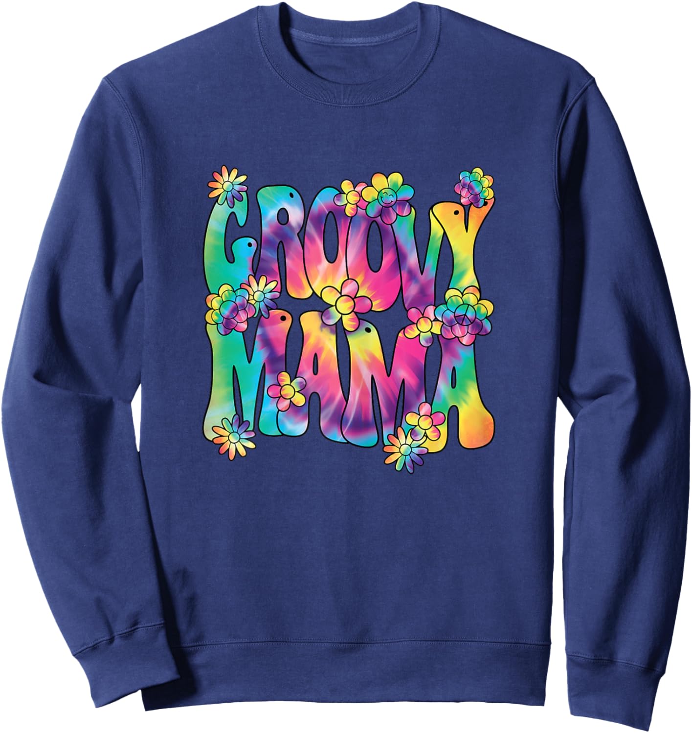 Groovy Mama Mom Hippie 60s 70s Retro Party Outfit Women Sweatshirt - Sweatshirt | Navy