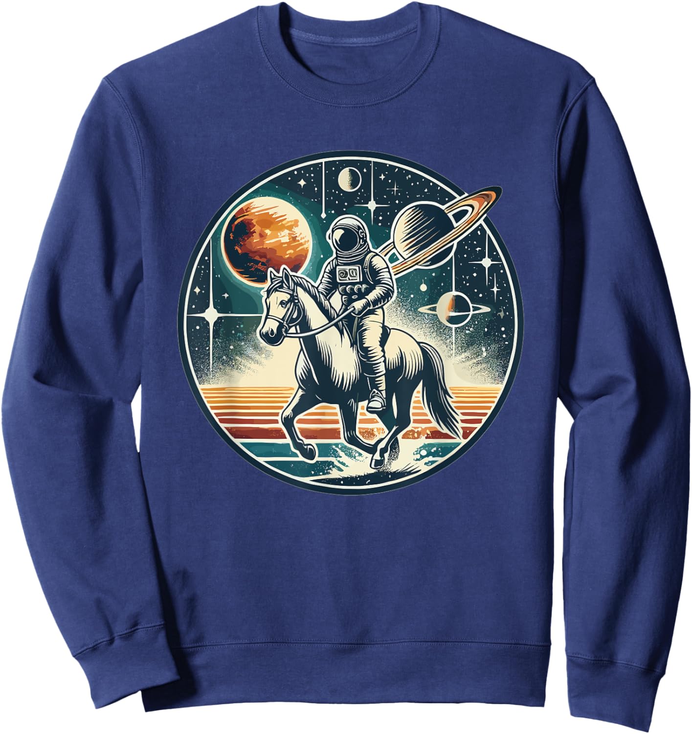 Space Cowboy Astronaut Riding Horse Cosmic Western Sci-Fi Sweatshirt - Sweatshirt | Navy