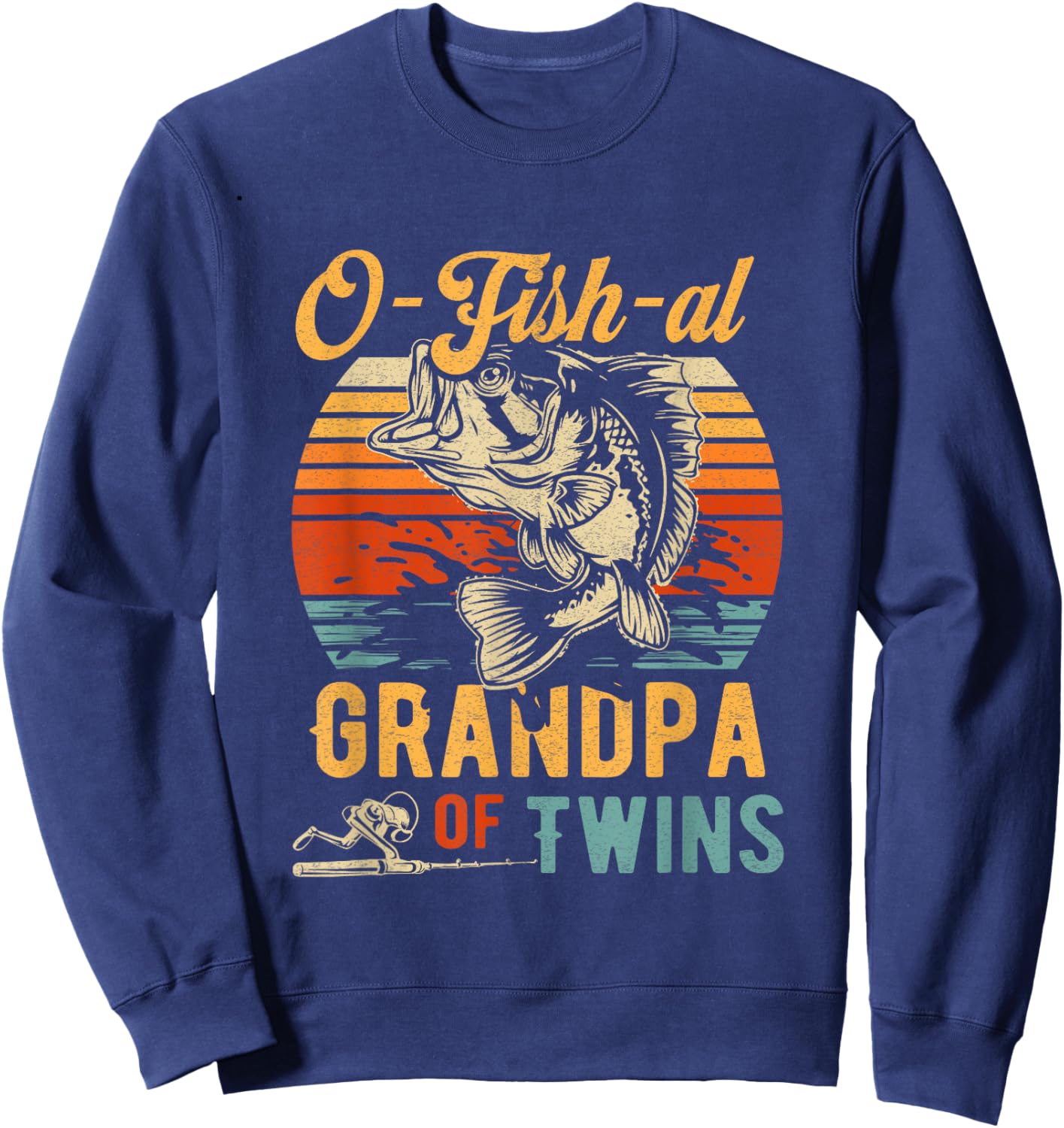 O Fish Al Grandpa Twins Baby Announcement Fishing Fisherman Sweatshirt - Sweatshirt | Navy