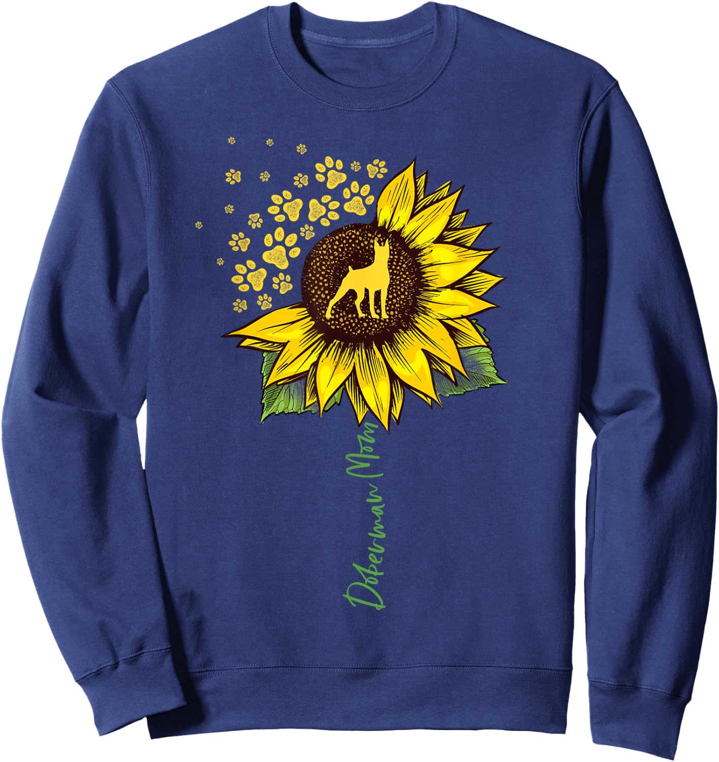 Doberman Mom Sunflower Doberman Pinscher Gifts Dog Mom Mama Sweatshirt - Sweatshirt | Navy