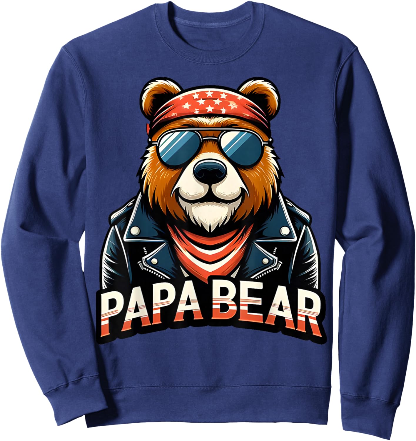 Papa Bear Shirt Fathers Day Gift Patriotic Proud Best Dad Sweatshirt - Sweatshirt | Navy