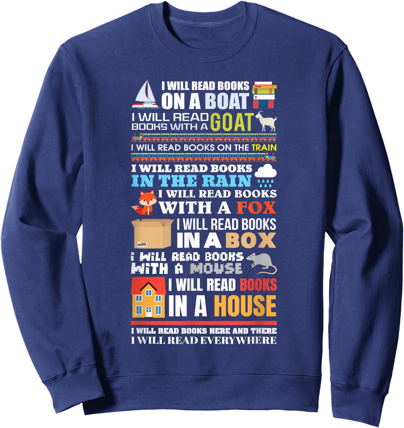 I Will Read Books On a Boat Reading Gift Readers Sweatshirt - Sweatshirt | Navy