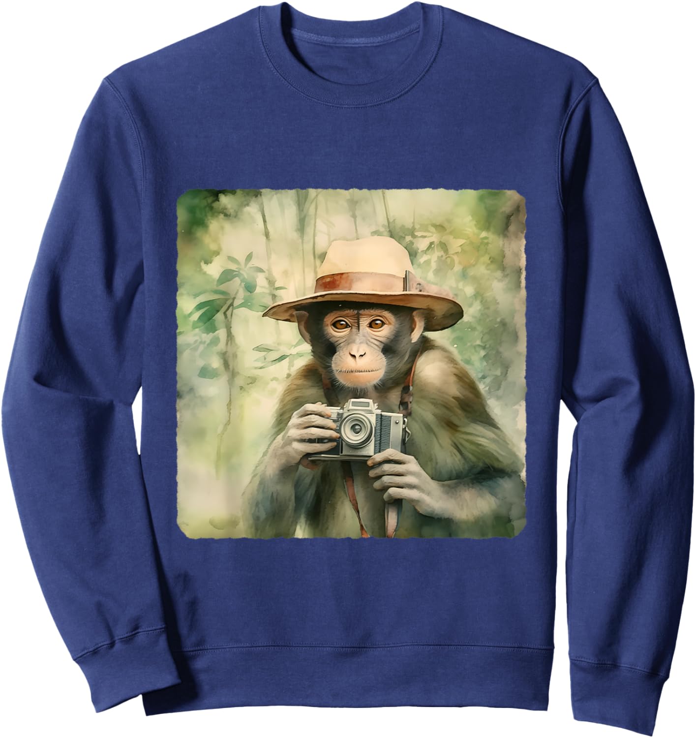 Photographer Monkey In The Jungle. Wildlife, Photography Sweatshirt - Sweatshirt | Navy