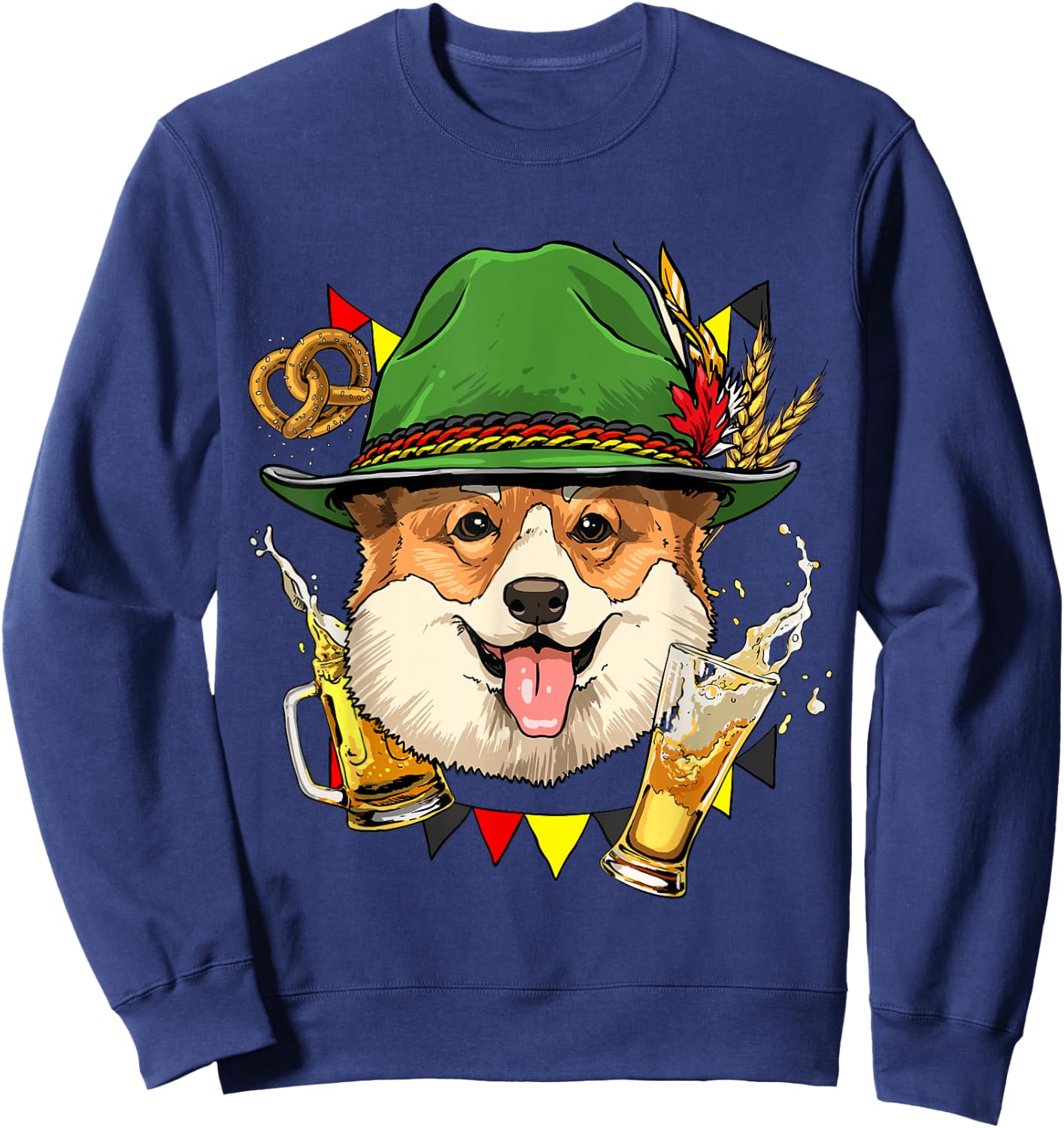 Oktoberfest Corgi Dog Germany Beer Fest German Corgi Lover Sweatshirt - Sweatshirt | Navy