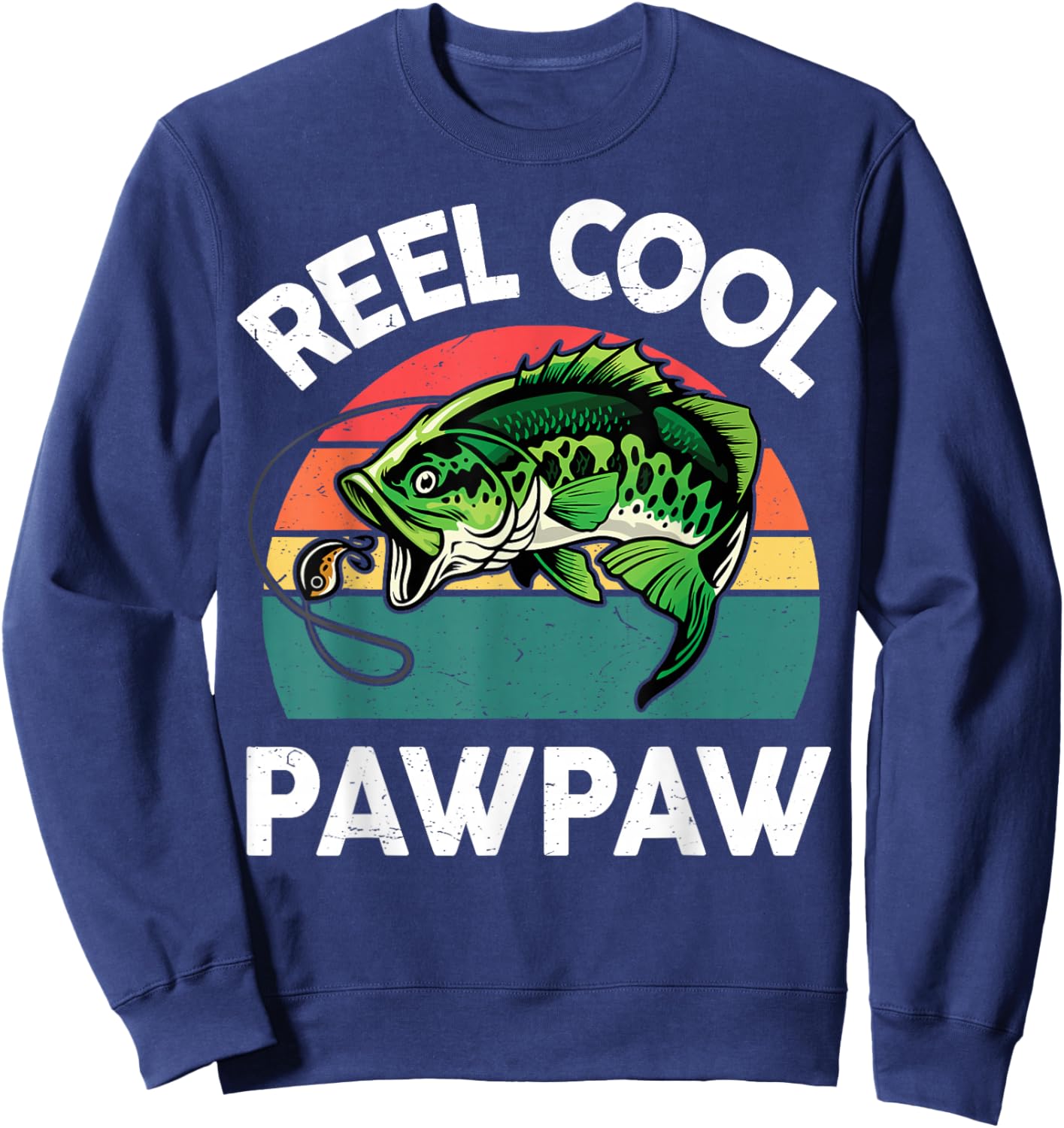 Reel Cool Pawpaw Fathers Day Gift Grandpa Dad Papa Fishing Sweatshirt - Sweatshirt | Navy