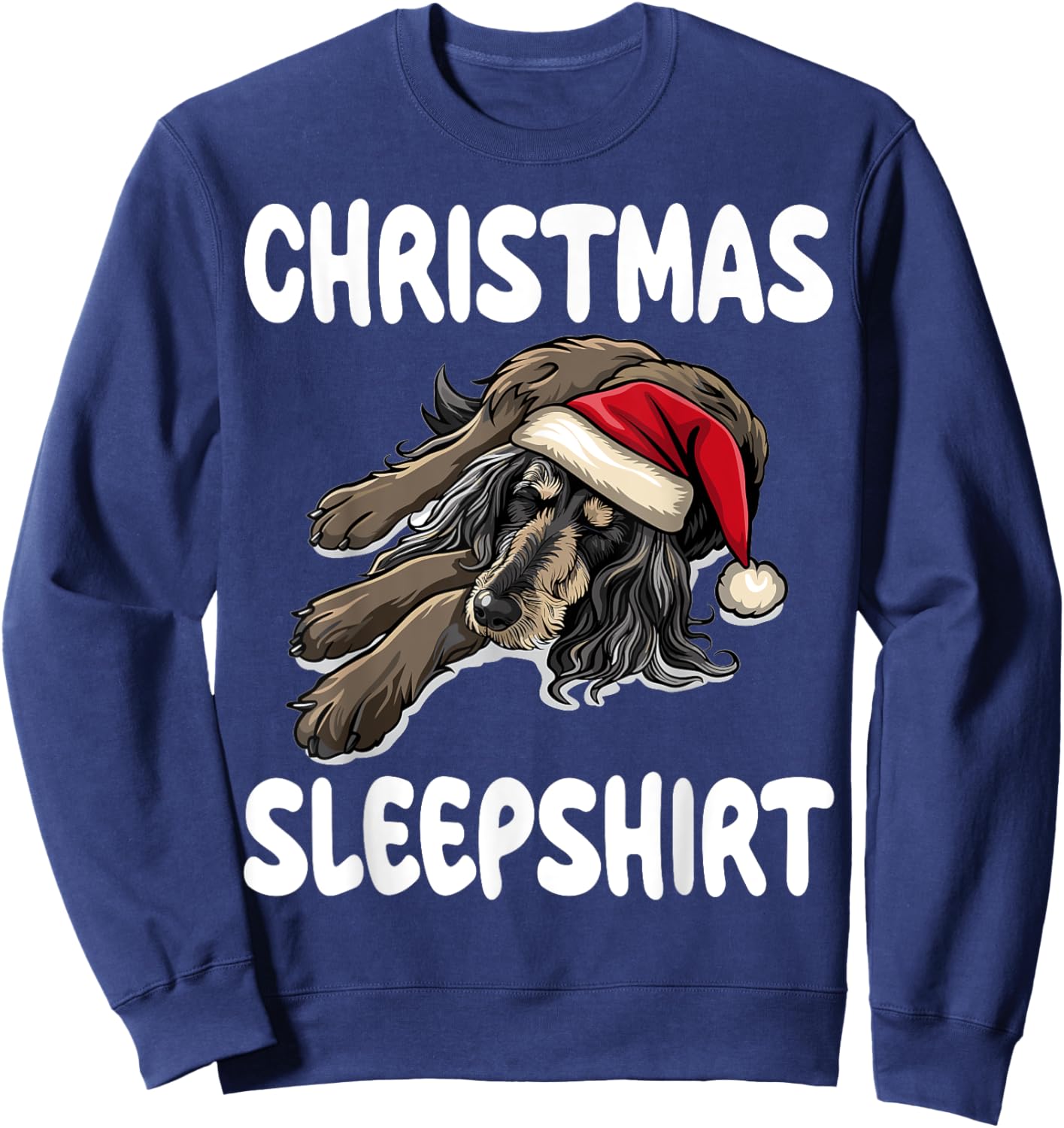 Cute Afghan Hound Dog Official Christmas Sleepshirt Sweatshirt - Sweatshirt | Navy
