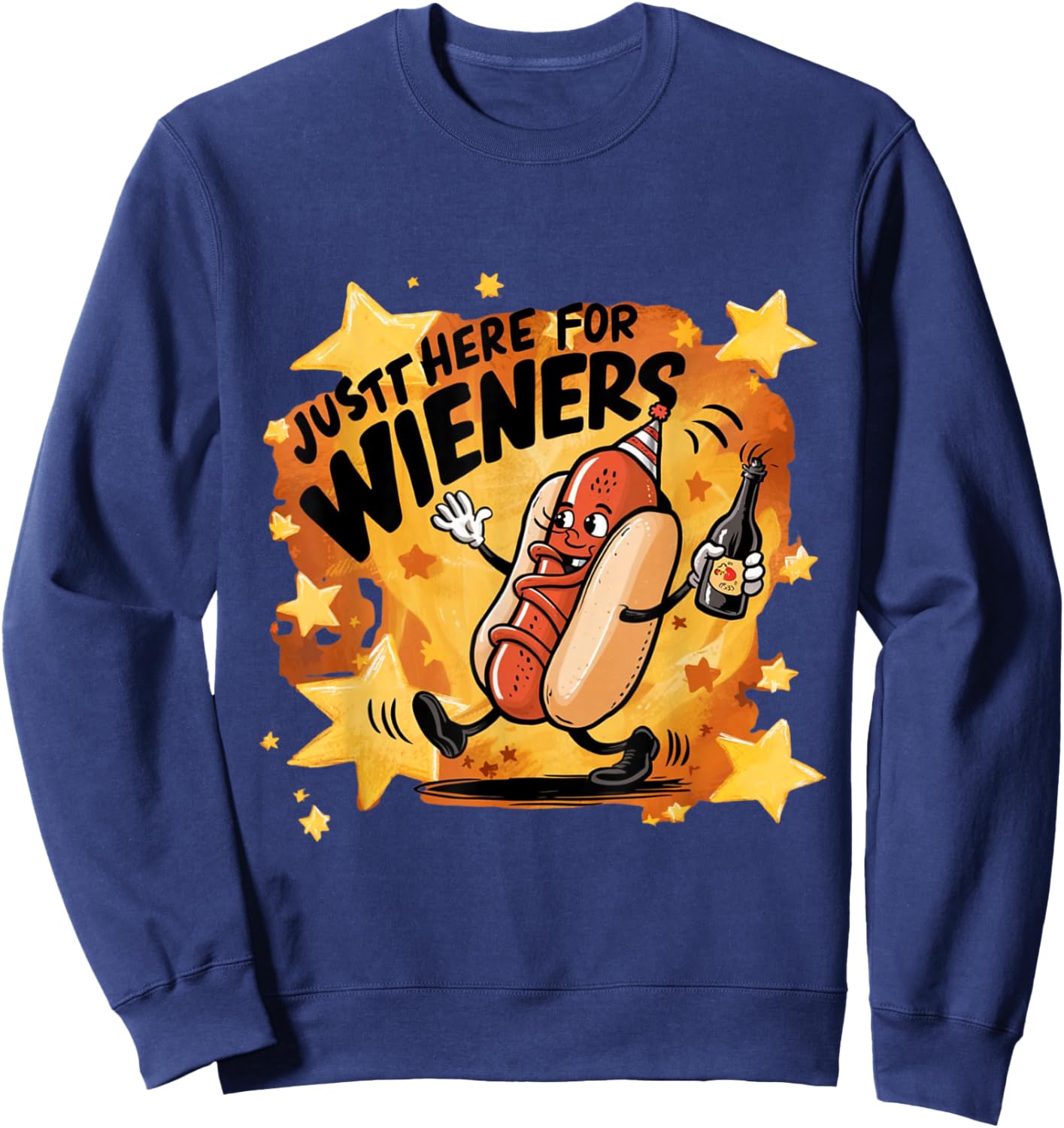 Retro Just Here For The Wieners 4th of July Funny Hotdog Men Women Sweatshirt - Sweatshirt | Navy