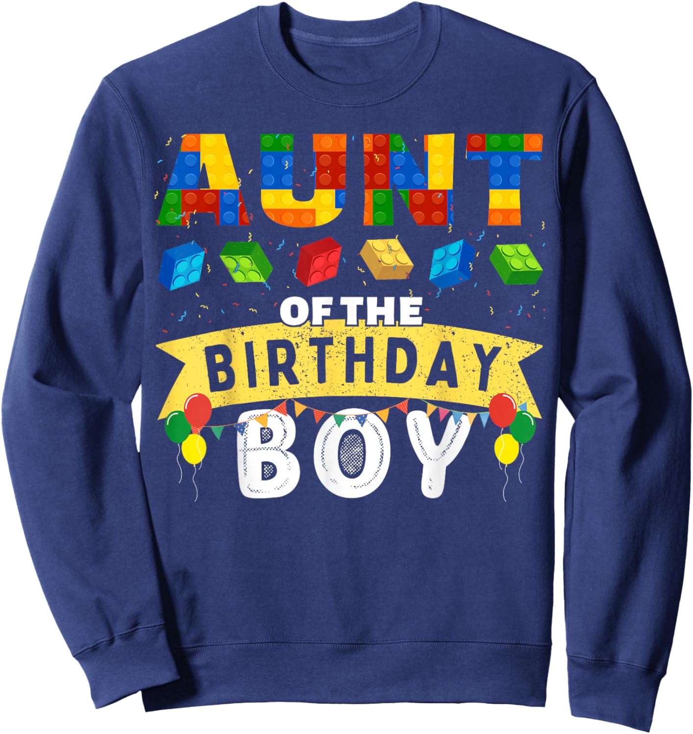 Aunt of the birthday boy Building Blocks Master builder Sweatshirt - Sweatshirt | Navy