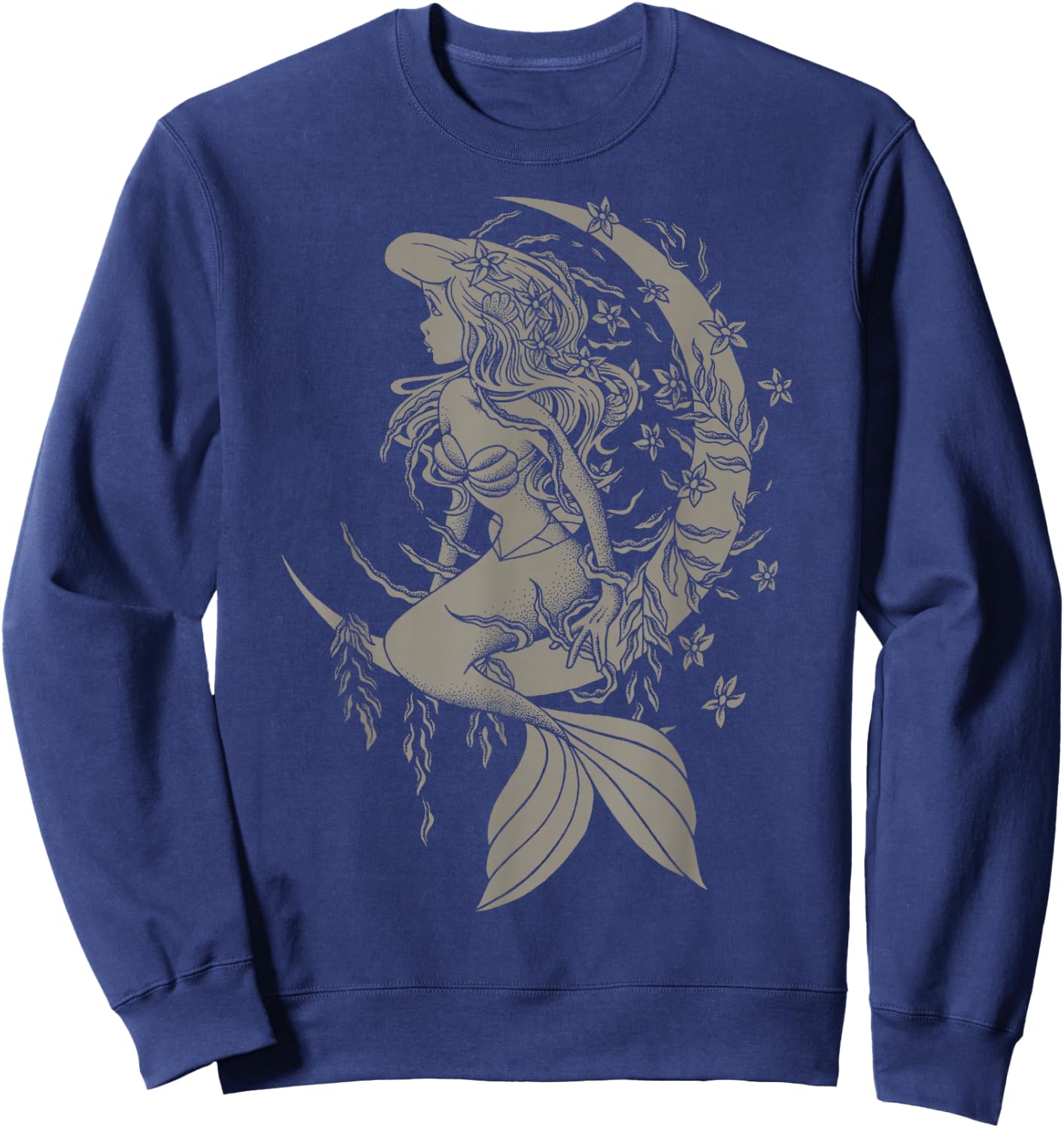 Disney Little Mermaid Ariel Tattoo Style Portrait Sweatshirt - Sweatshirt | Navy