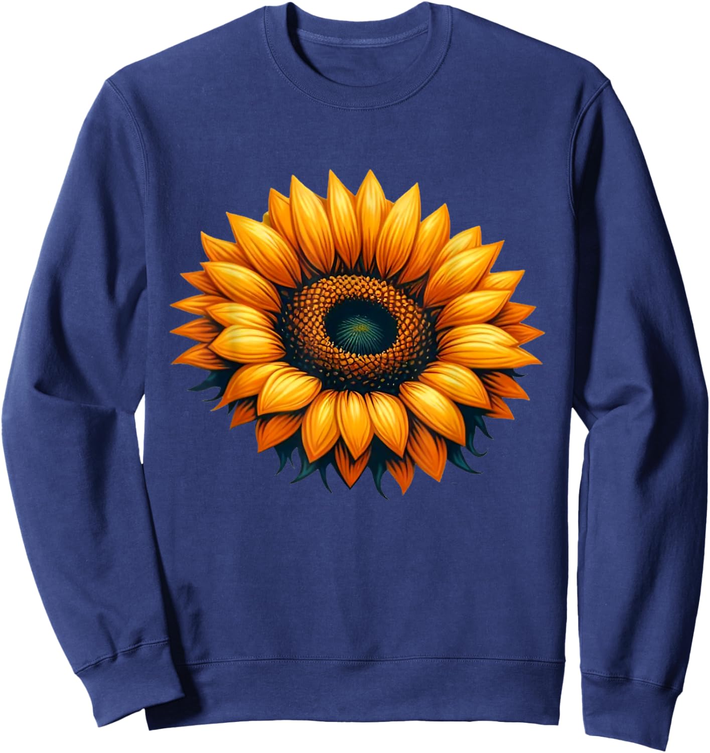 Elegance Sunflower Serenade Vintage Blossom Sweatshirt - Sweatshirt | Navy