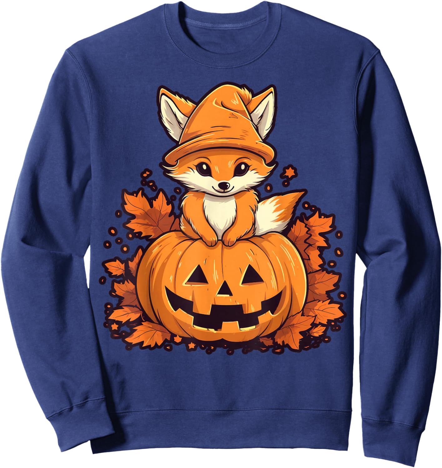 Pumpkin Fox costume on Fox Halloween Sweatshirt - Sweatshirt | Navy