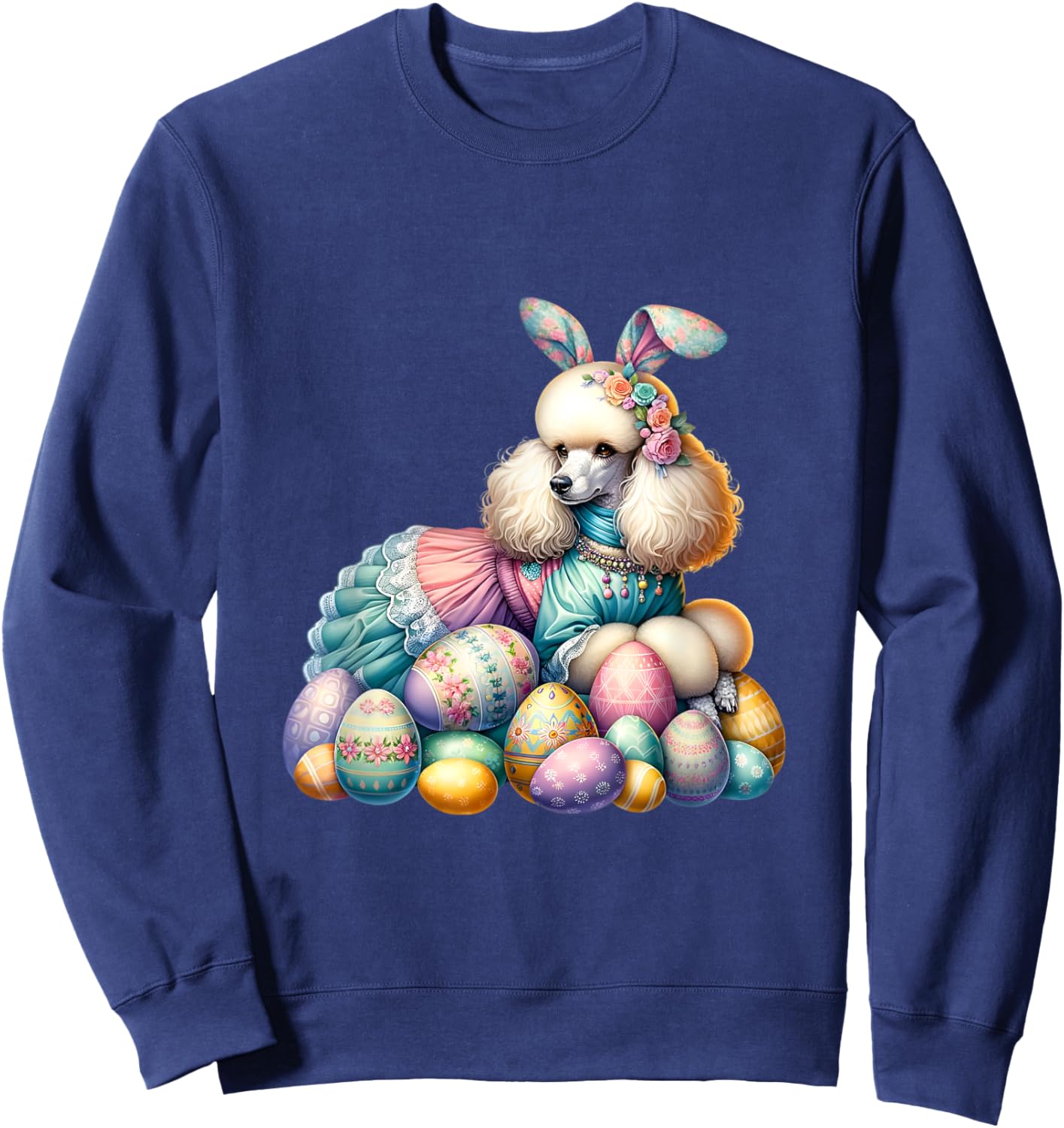 Funny Easter Day Poodle Bunny Costume Sweatshirt - Sweatshirt | Navy