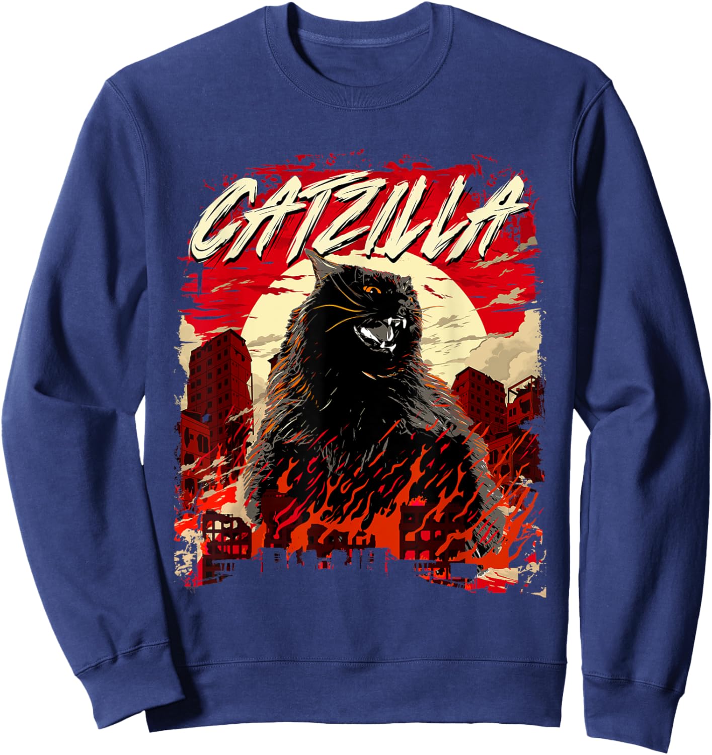 Catzilla - Cat Lover Kitten Owner Kitty Women Girls Kids Sweatshirt - Sweatshirt | Navy