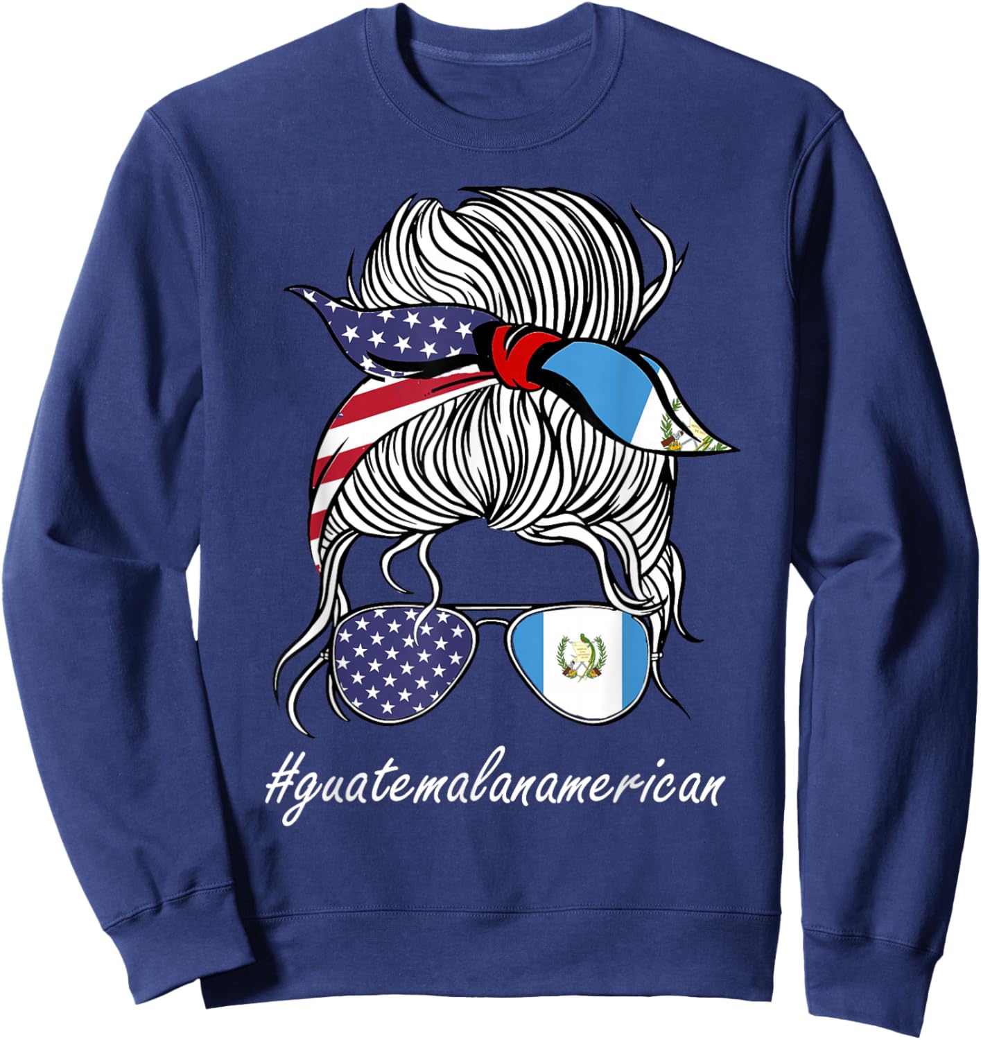 Guatemala Heritage American Grown Women Girl Guatemala Flag Sweatshirt - Sweatshirt | Navy