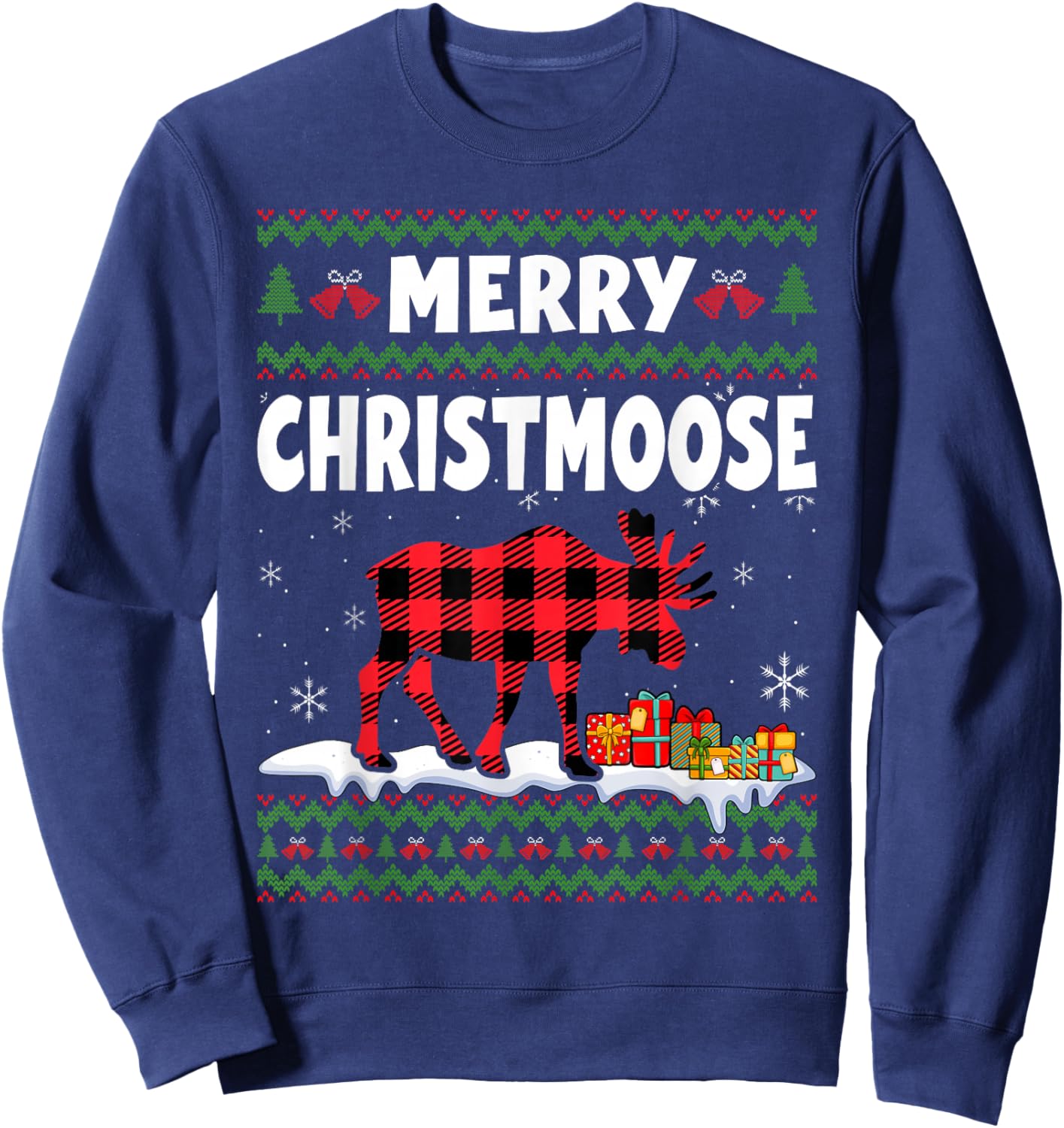 Merry Christmoose Christmas Moose Lover Xmas Holiday Sweatshirt - Sweatshirt | Navy