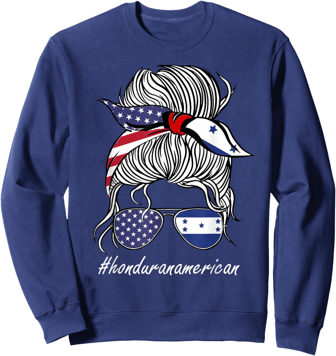 Honduras Heritage American Grown Women Girl Honduras Flag Sweatshirt - Sweatshirt | Navy