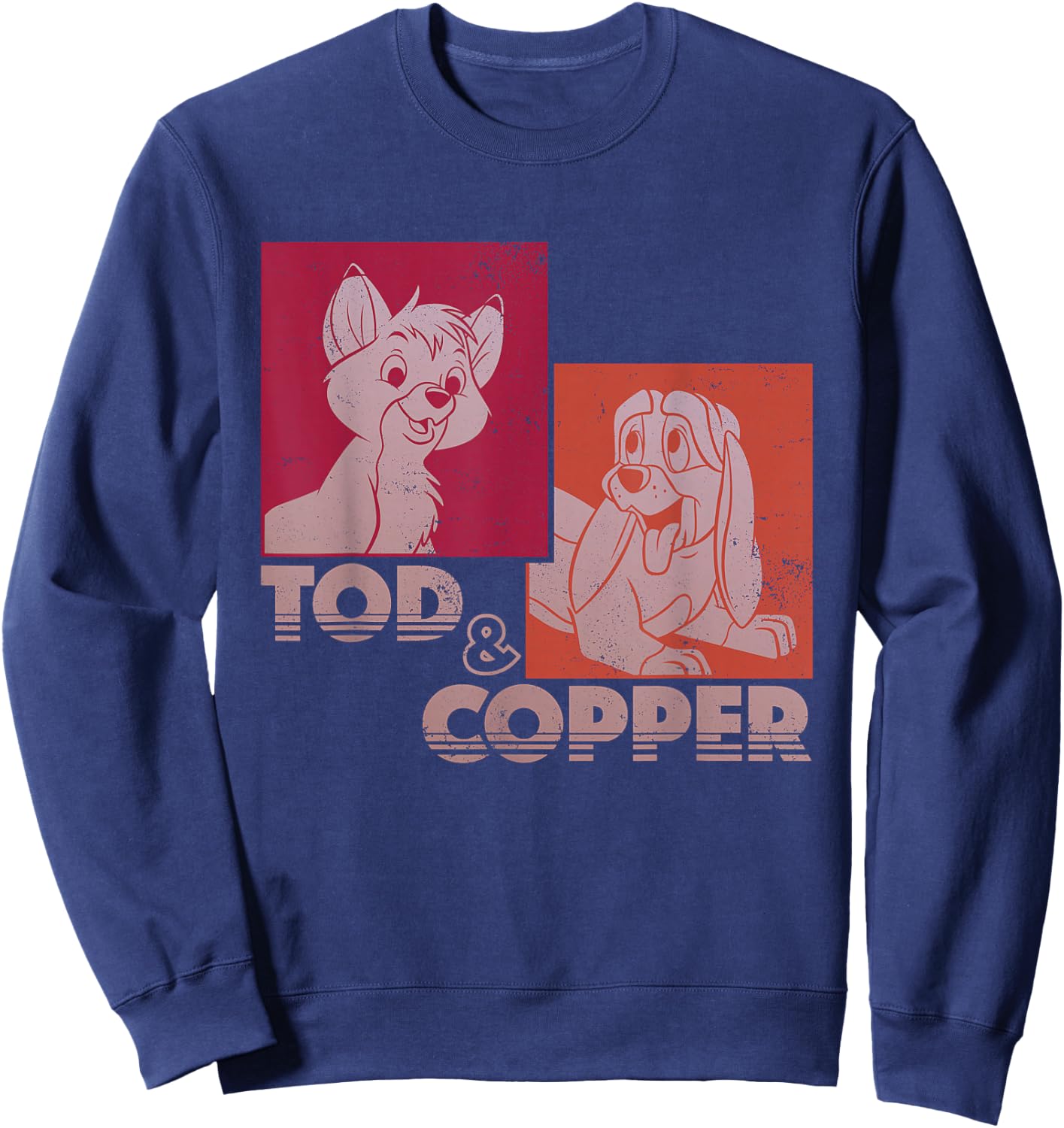 Disney The Fox and The Hound Tod & Copper Retro Small Sweatshirt - Sweatshirt | Navy