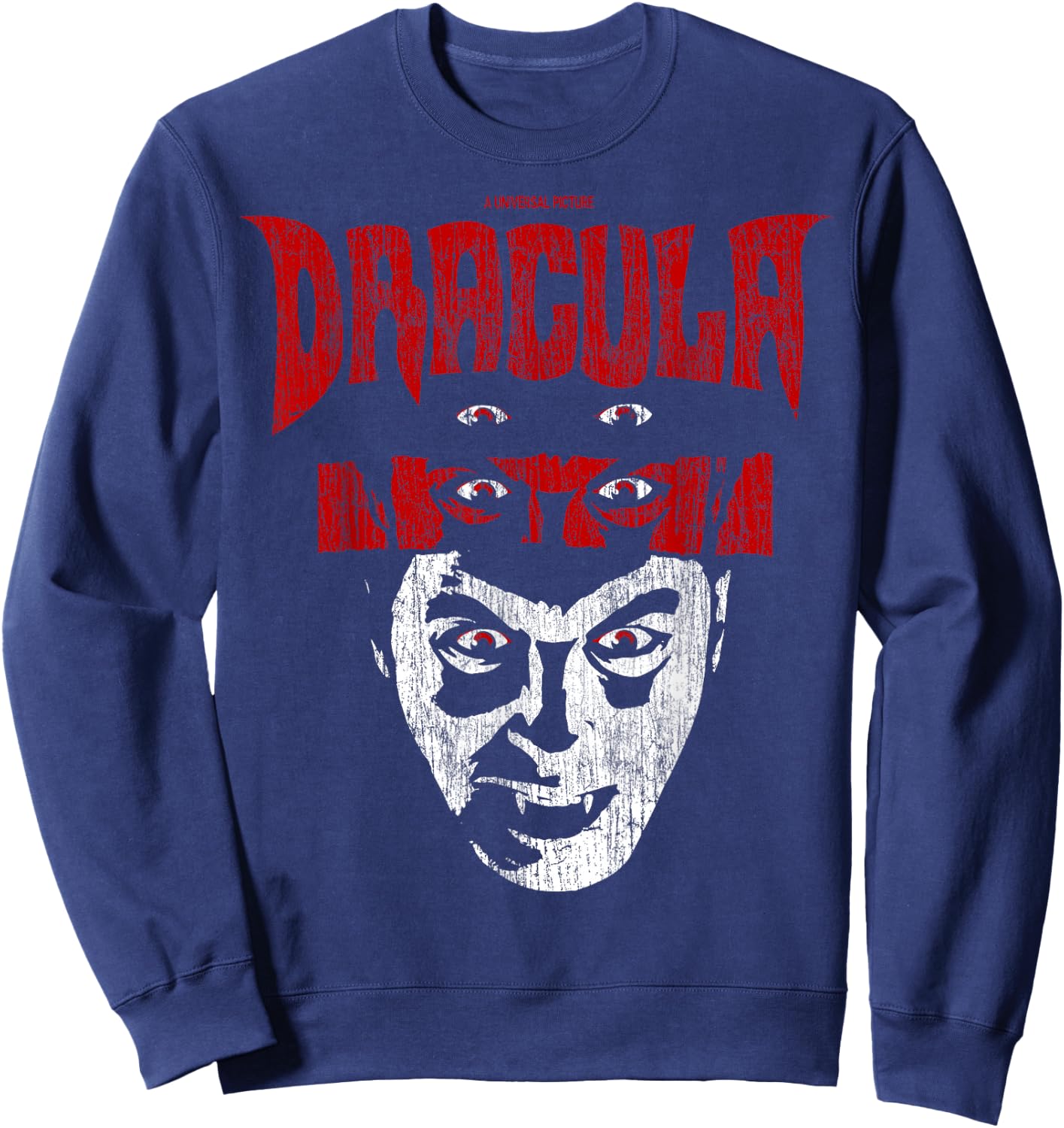 Universal Monsters Distressed Dracula Portrait Logo Sweatshirt - Sweatshirt | Navy