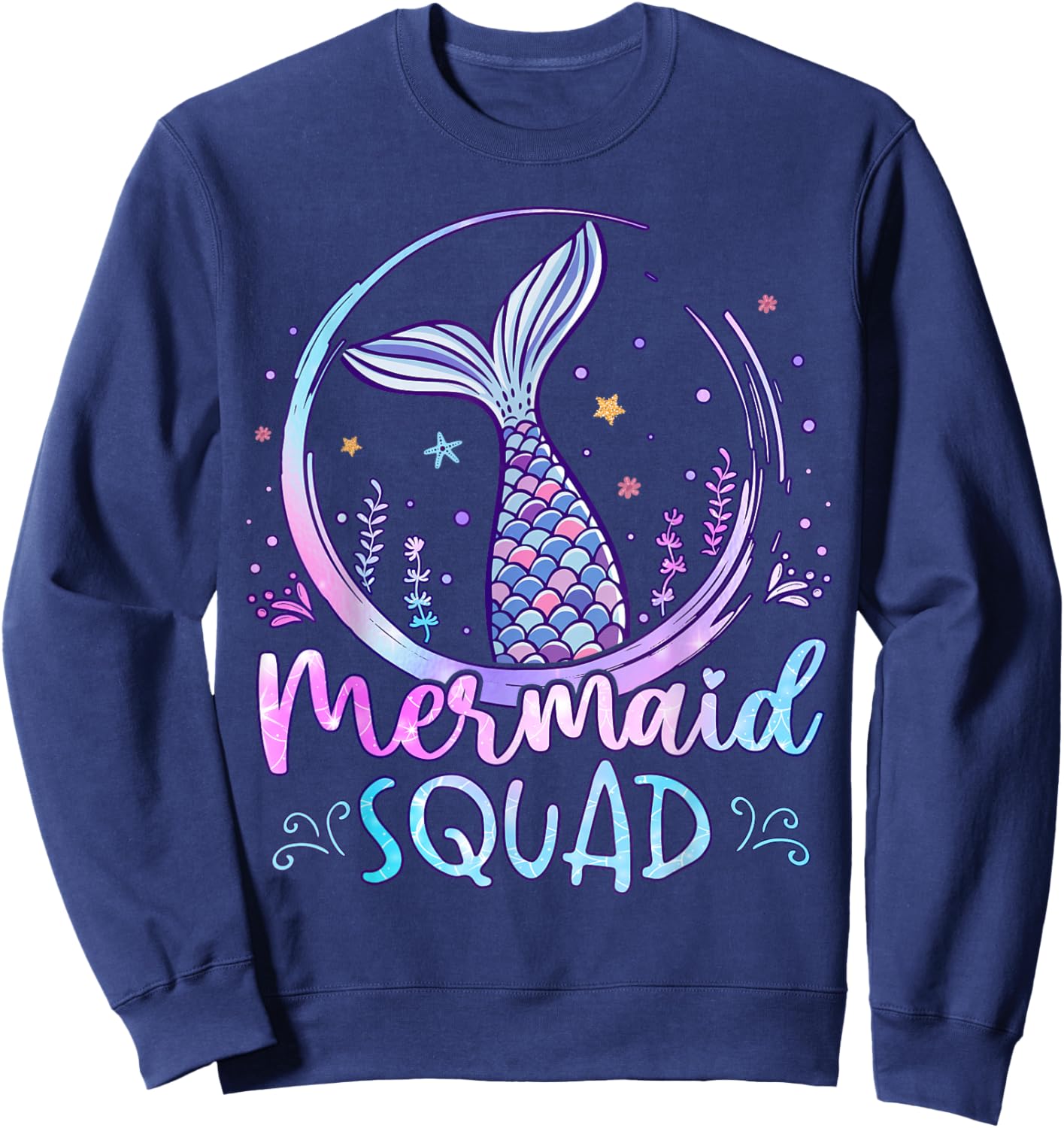 Mermaid Birthday Squad Party Girls Women Mermaid Sweatshirt - Sweatshirt | Navy