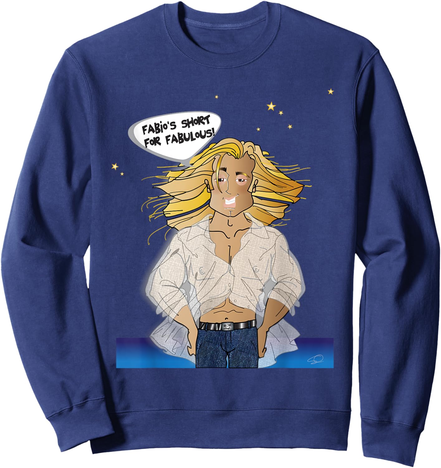 Funny Fabio "look-a-like" Sweatshirt - Sweatshirt | Navy
