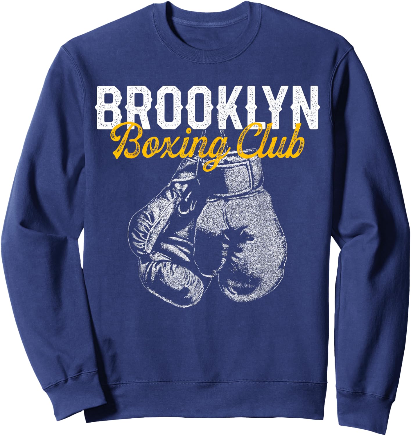 Boxer Distressed Retro Brooklyn Boxing Club Vintage Sweatshirt - Sweatshirt | Navy