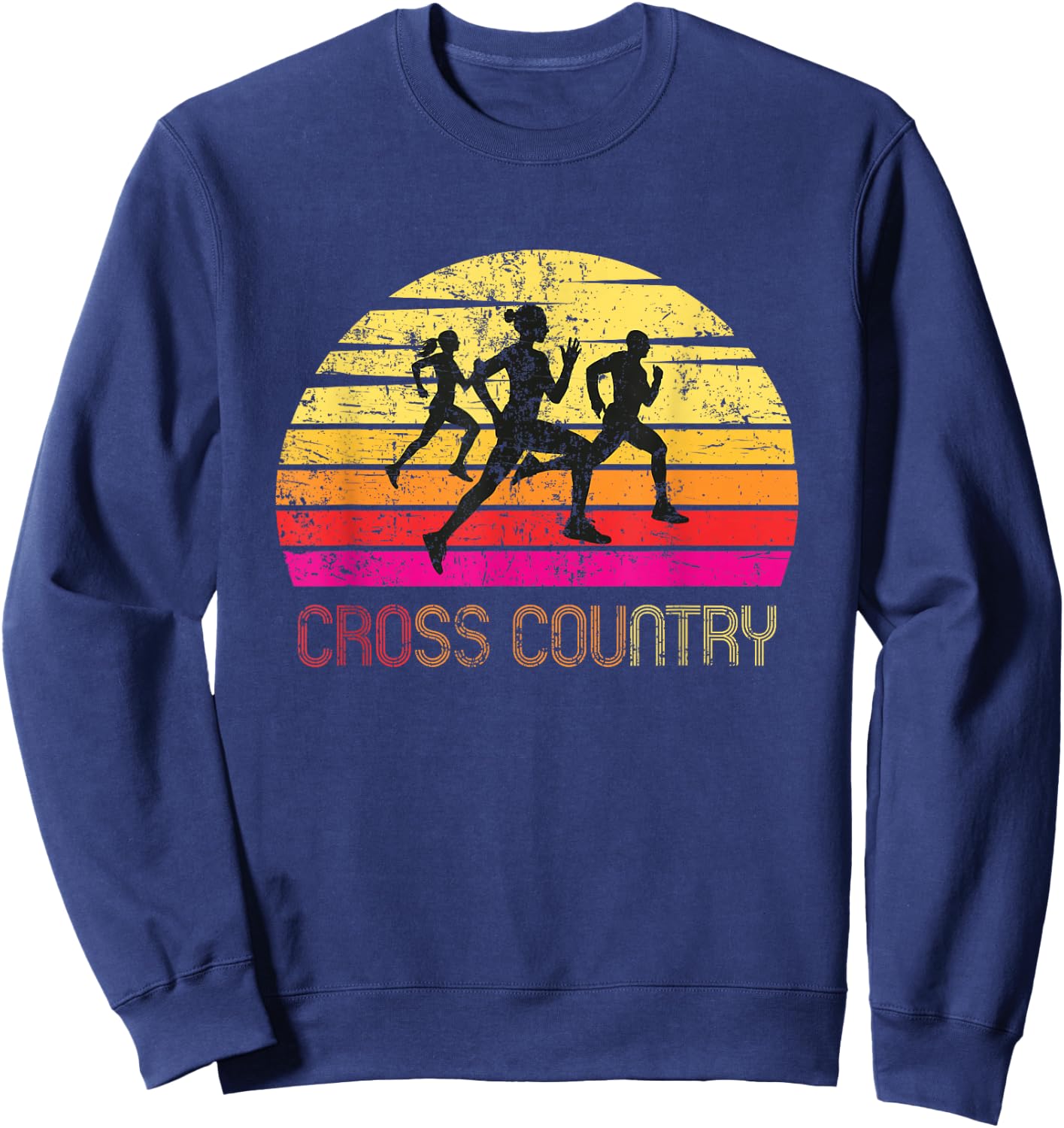 Vintage Retro Cross Country - Cross country Running Gift Sweatshirt - Sweatshirt | Navy