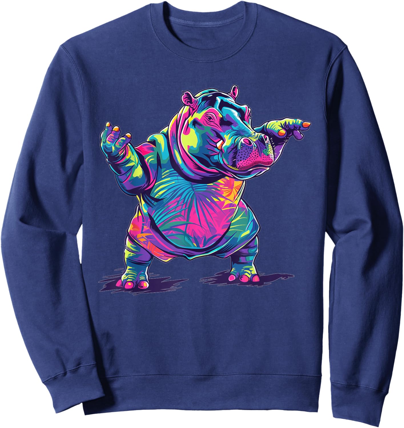 Cute Hippo Dancing Sweatshirt - Sweatshirt | Navy