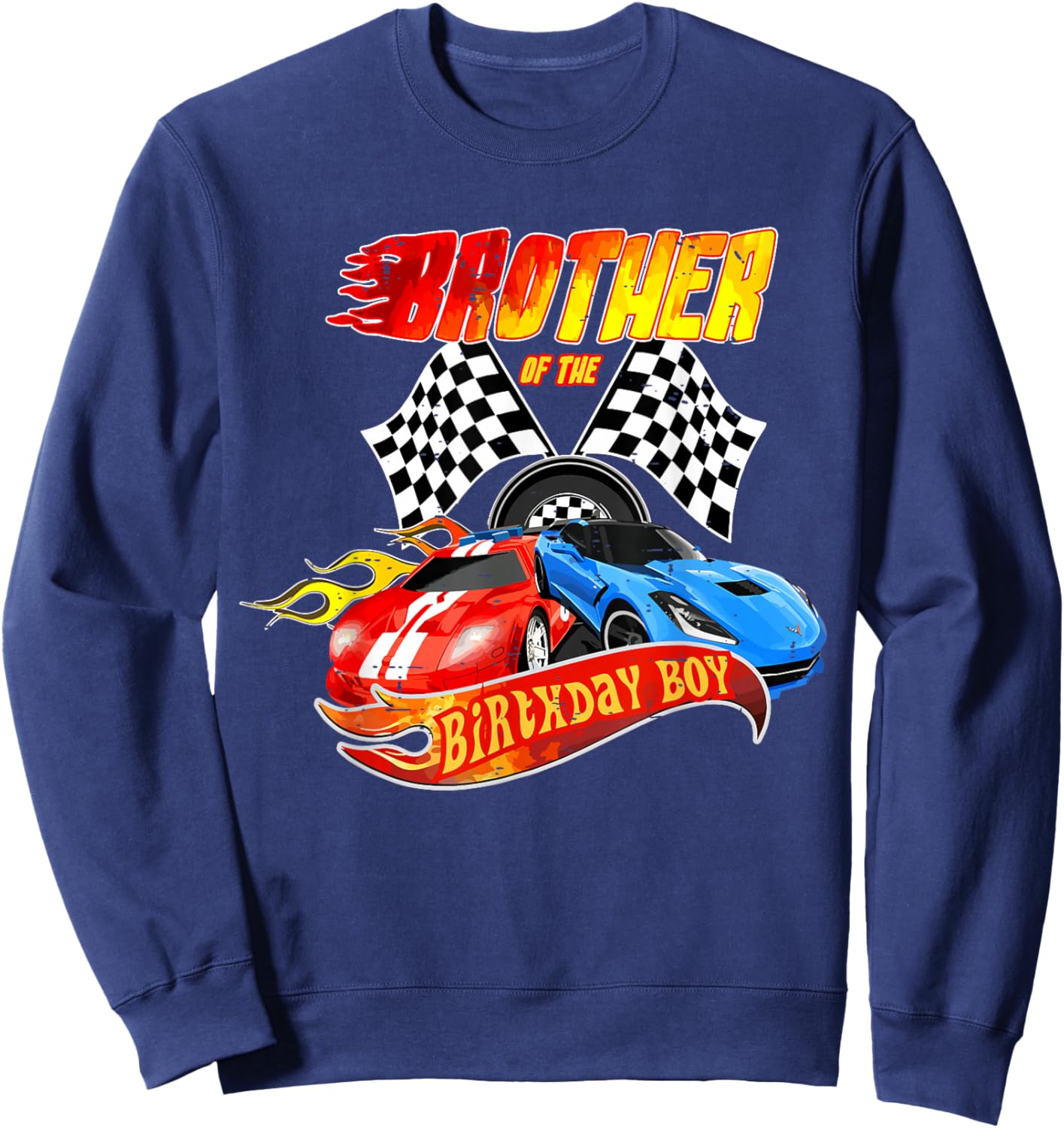 Brother Of The Birthday Boy Race Car Birthday Party Racing Sweatshirt - Sweatshirt | Navy