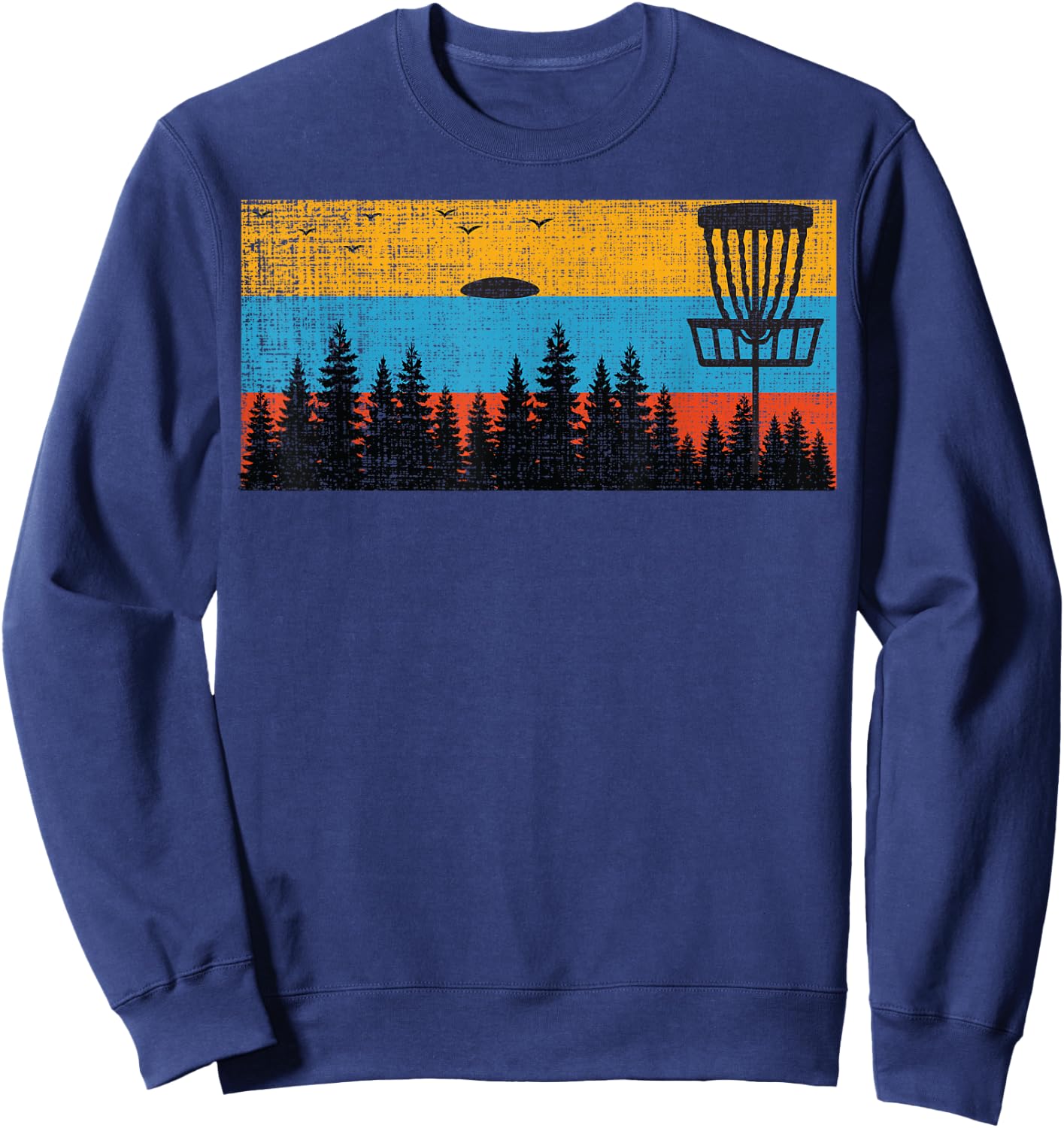Retro Disc Golf Frolf Frisbee Vintage 70s 80s Style Sweatshirt - Sweatshirt | Navy