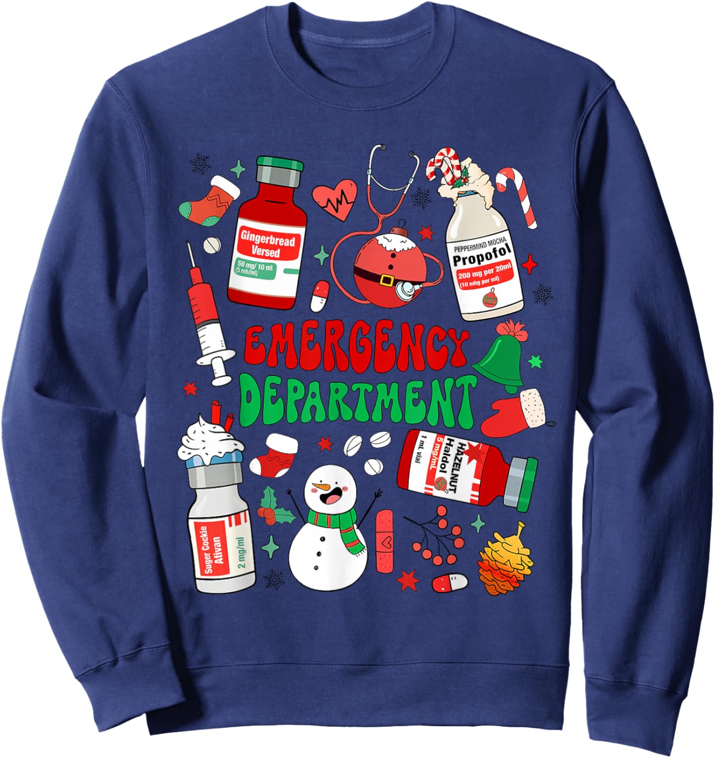 Christmas Emergency Room ER RN Nurse Department Healthcare Sweatshirt - Sweatshirt | Navy