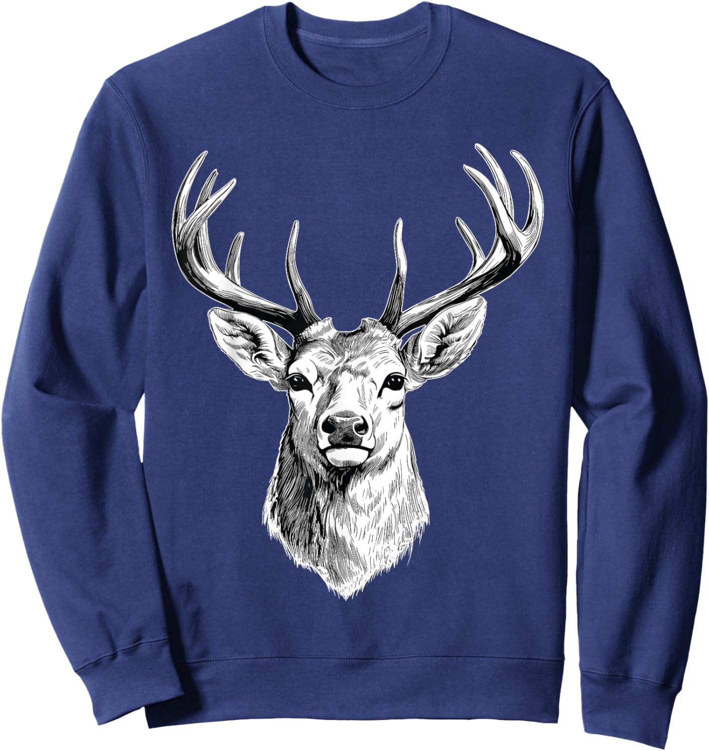 Artistic Deer Drawing - Antler Nature Animal Forest Lover Sweatshirt - Sweatshirt | Navy