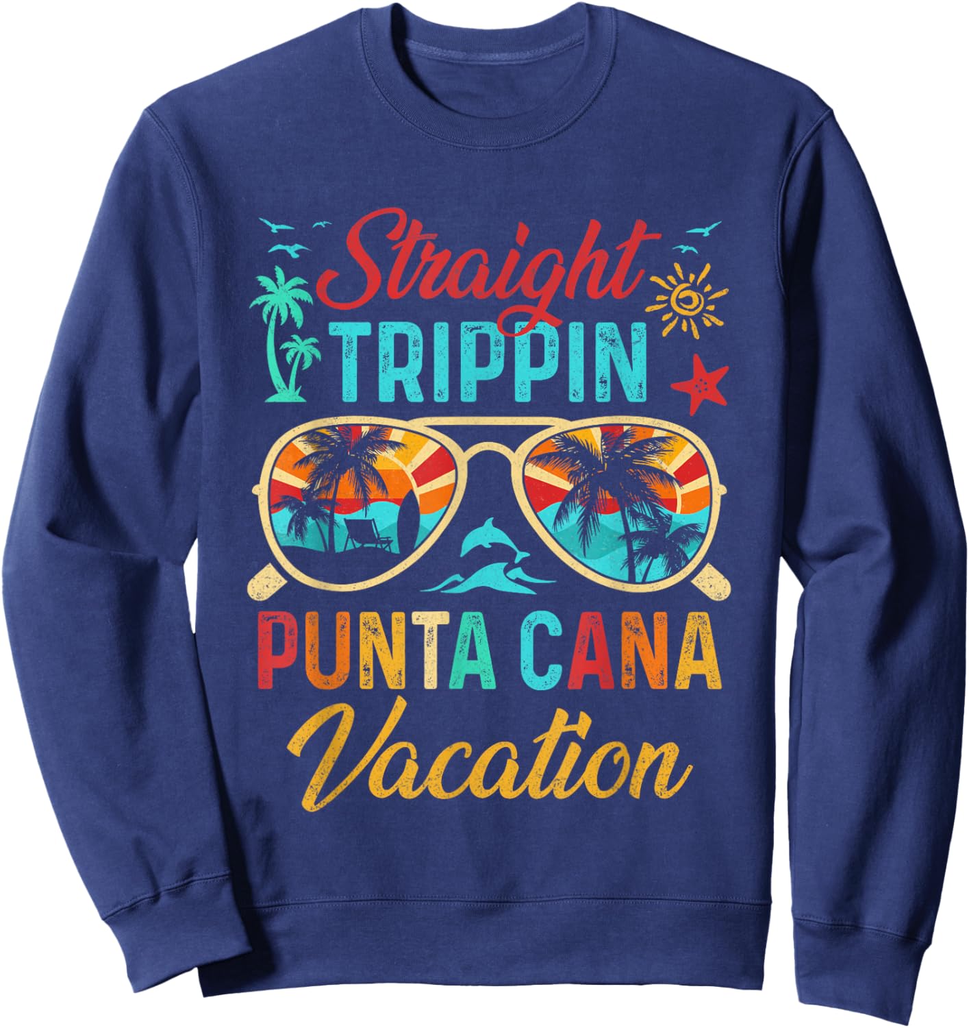 Straight Trippin Punta Cana Vacation Matching Family Group Sweatshirt - Sweatshirt | Navy
